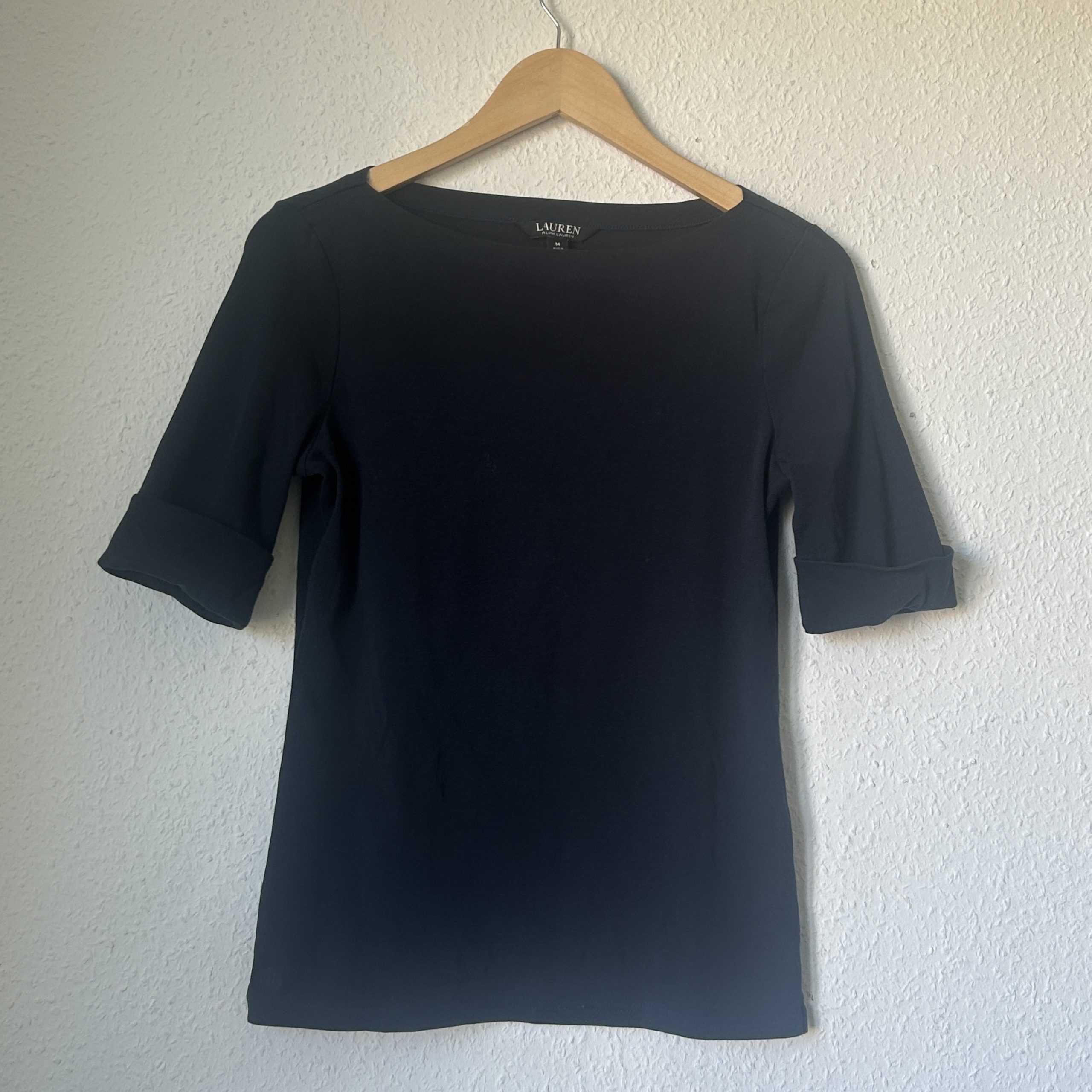 Lauren Ralph Lauren Navy Blue 3/4 Sleeve Top Medium 2134