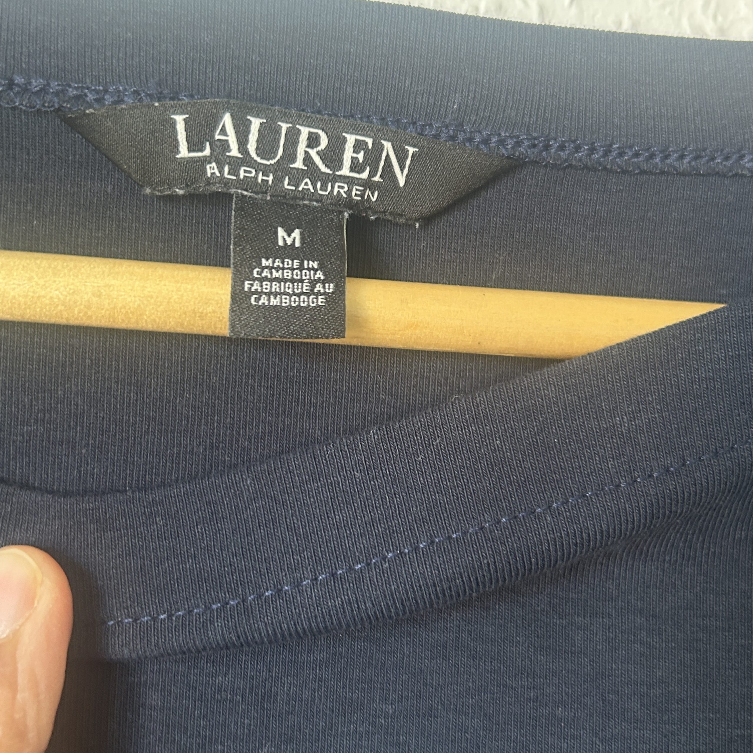 Lauren Ralph Lauren Navy Blue 3/4 Sleeve Top Medium 2134 image 3