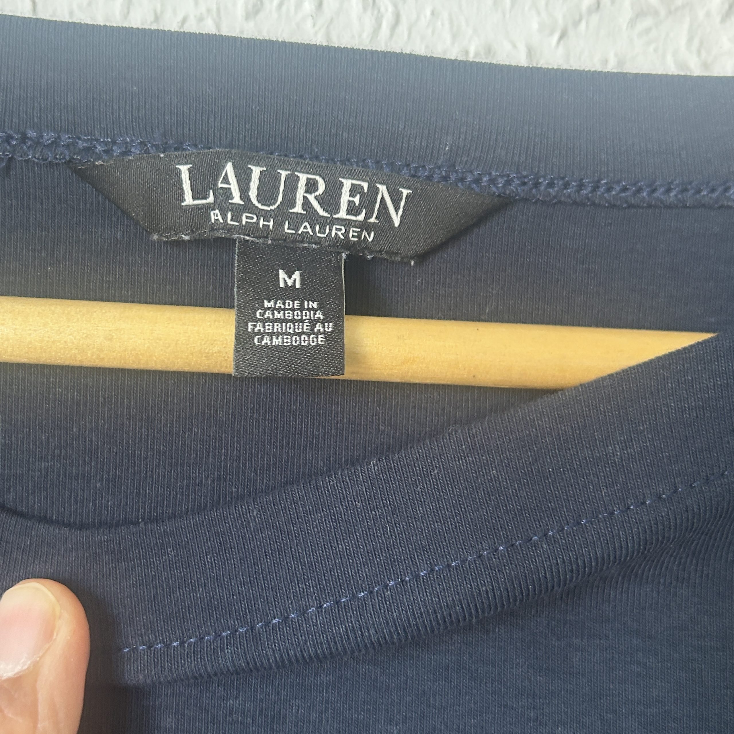 Lauren Ralph Lauren Navy Blue 3/4 Sleeve Top Medium 2134 image 4