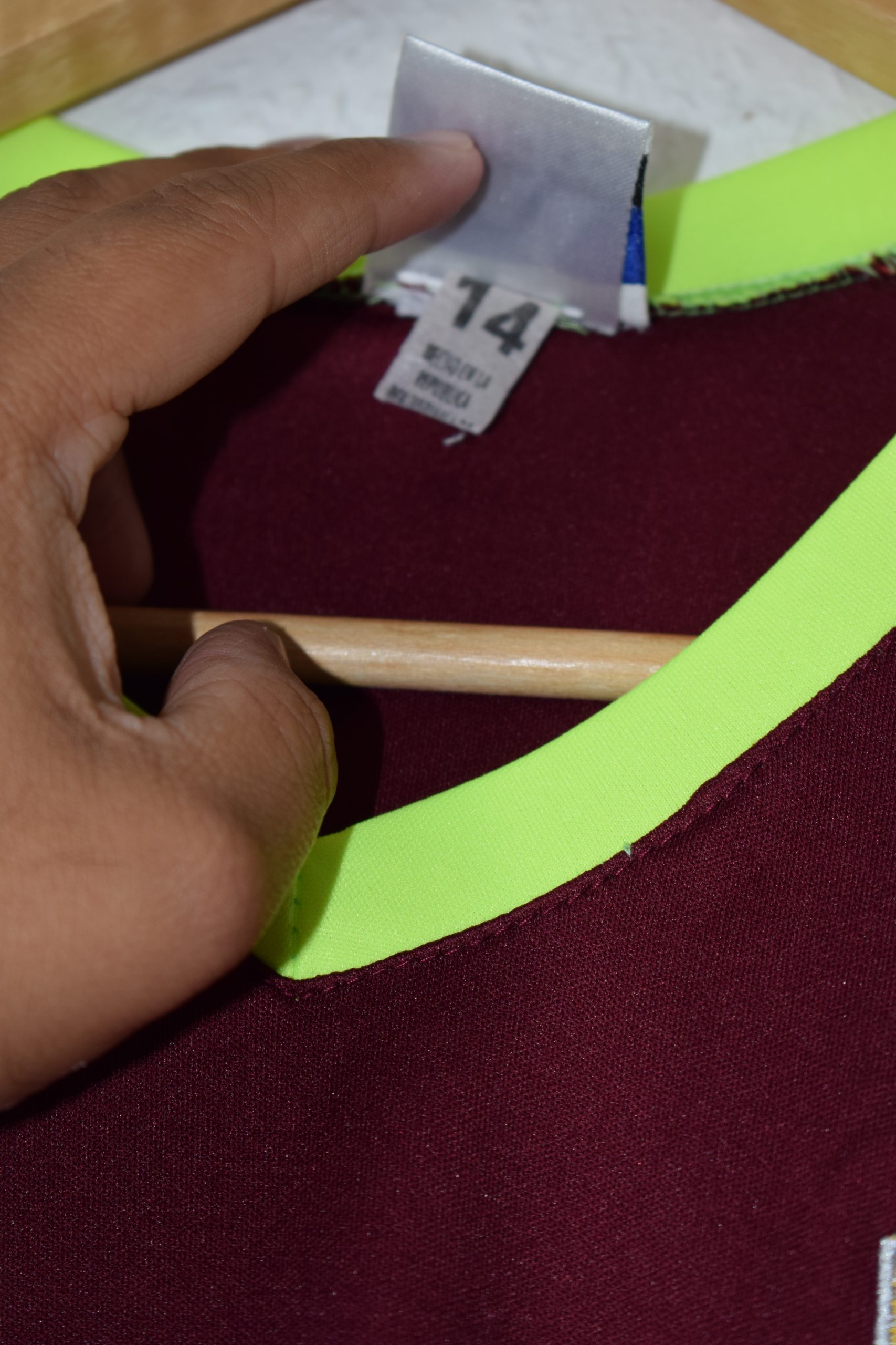 Adidas Burgundy & Neon Yellow Football Shirt Age 14 985 image 5