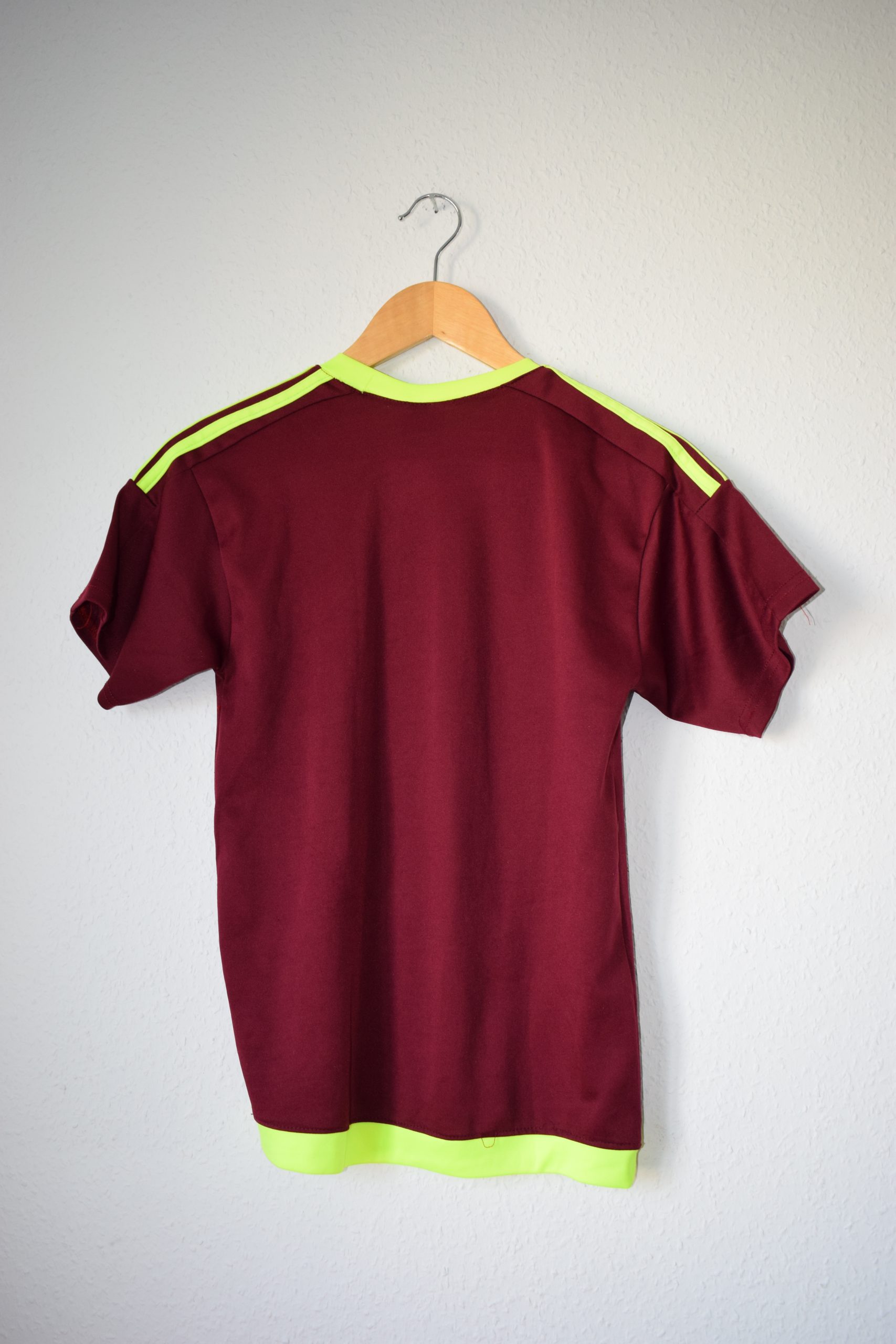 Adidas Burgundy & Neon Yellow Football Shirt Age 14 985 image 7
