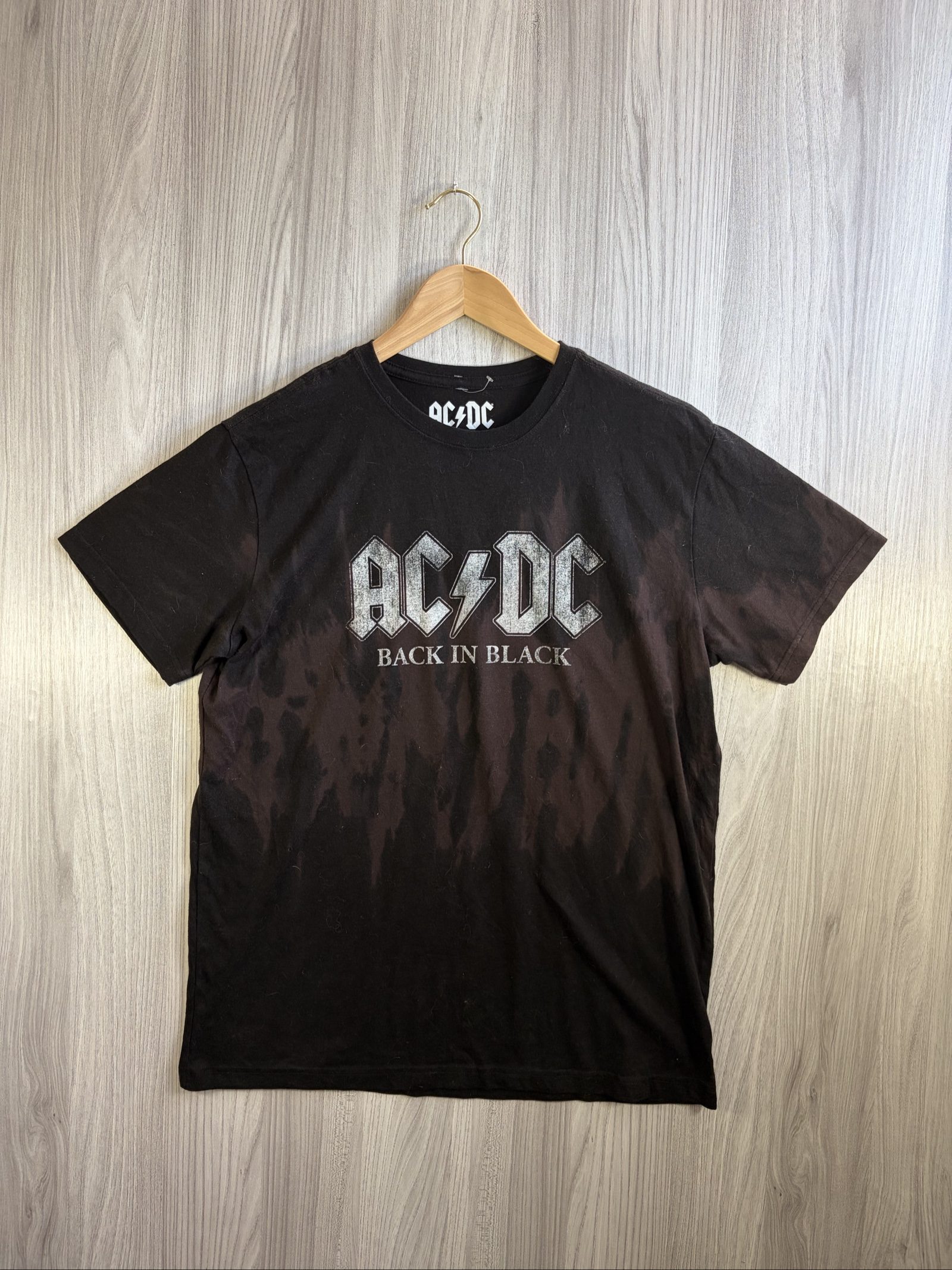 AC/DC Black Tie Dye Logo T-Shirt Medium