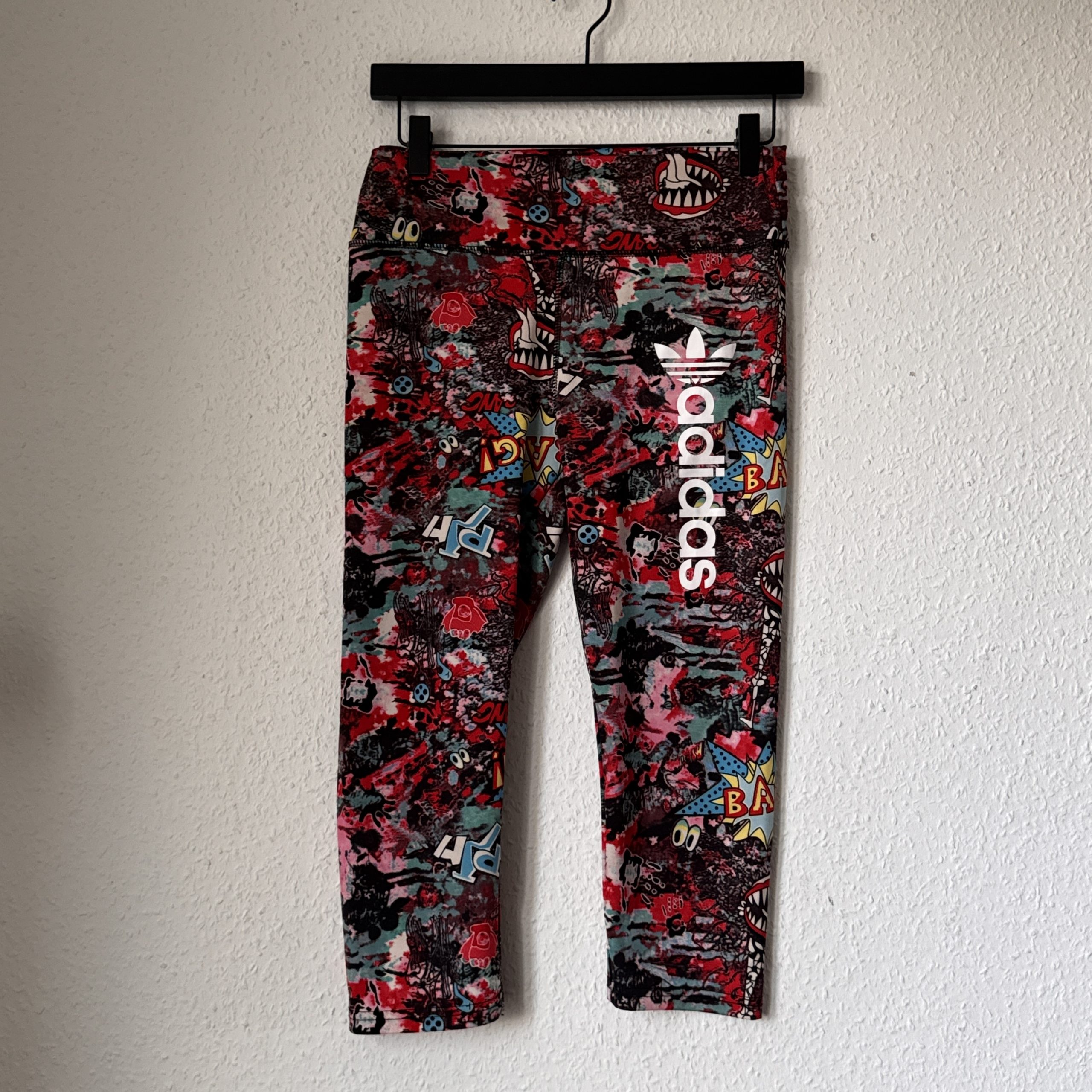 Adidas Multi-Colour Graphic Print Cropped Leggings M 2607