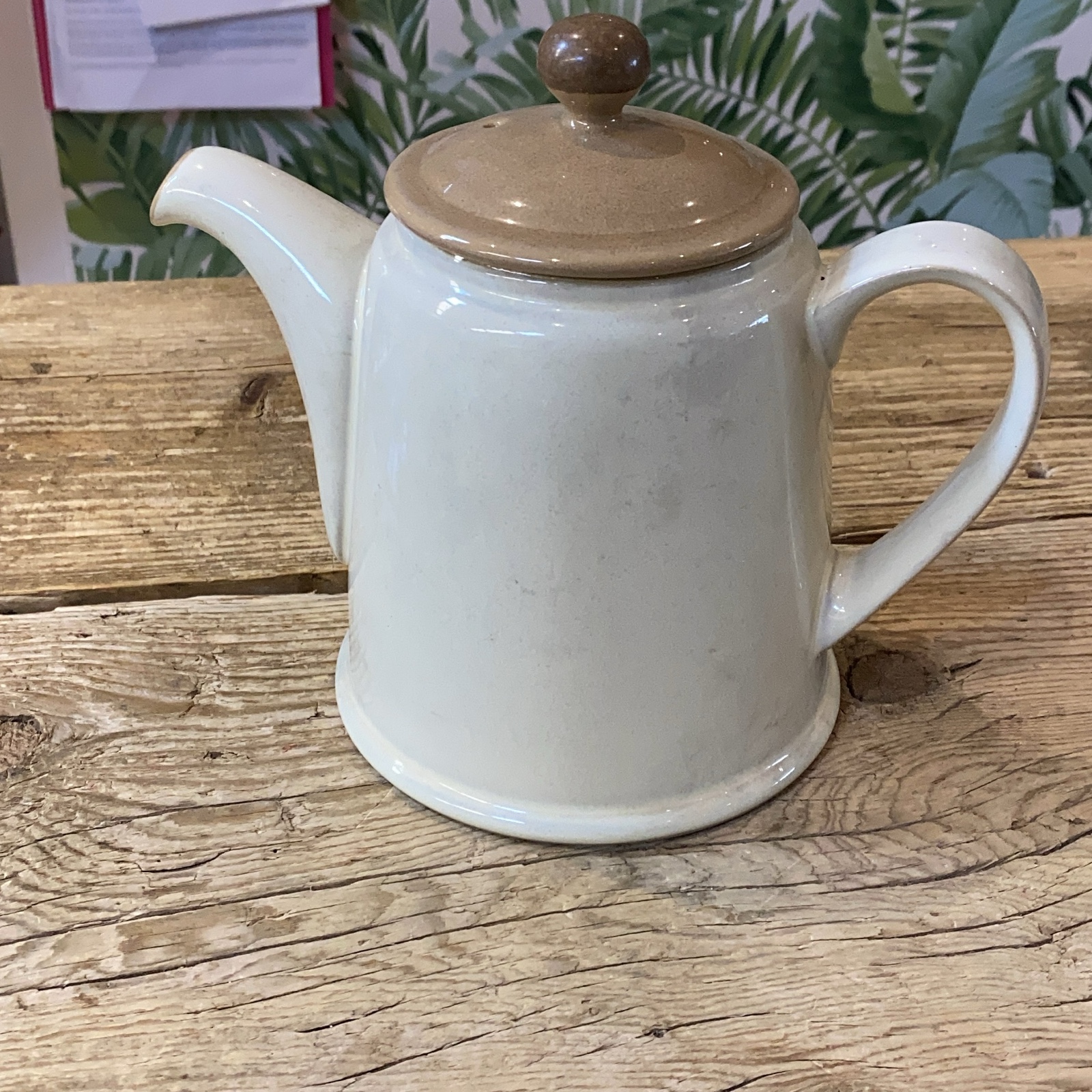 Vintage Brown & White Ceramic Teapot Unisex Other