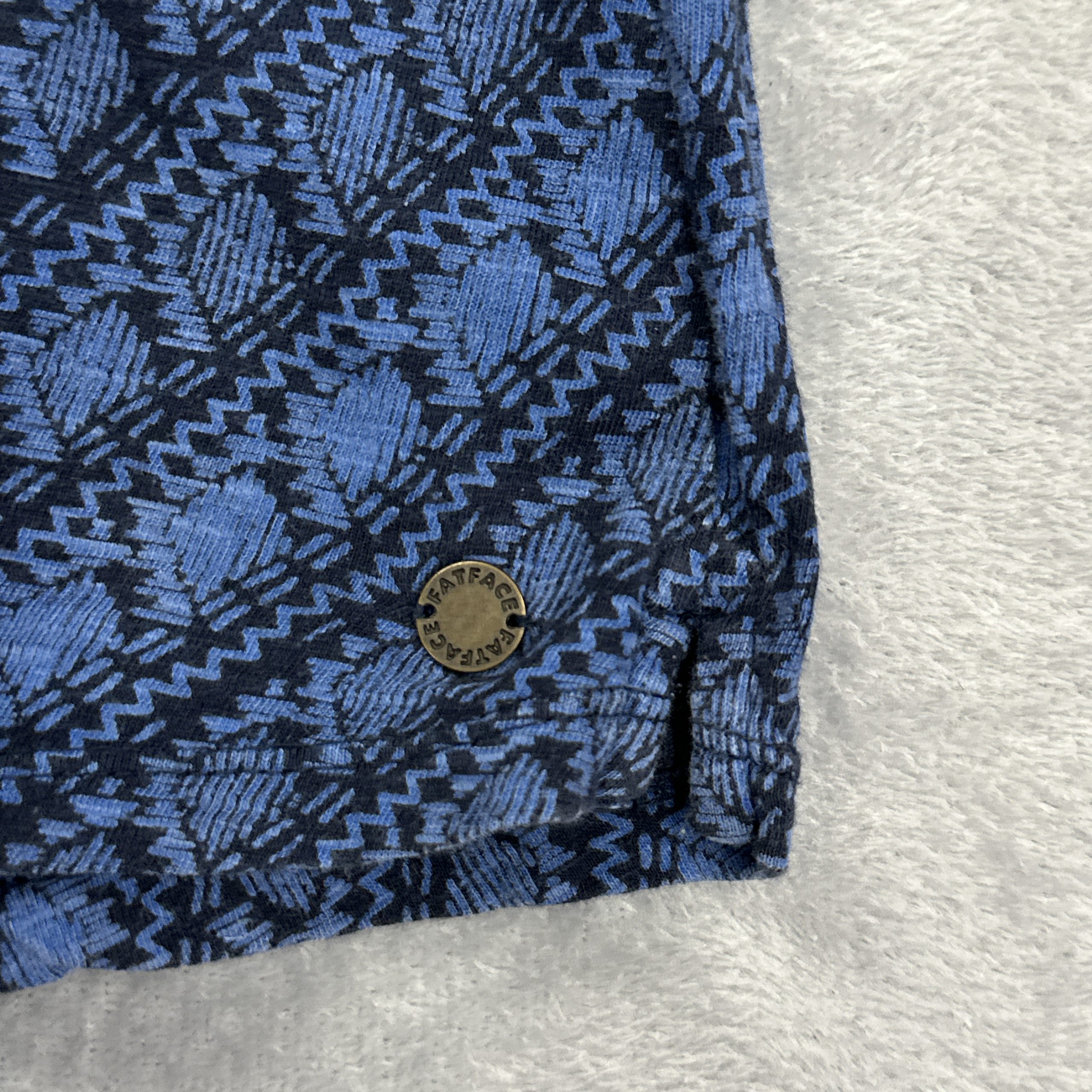 Fat Face Blue Patterned Cotton Shirt Top UK M image 3
