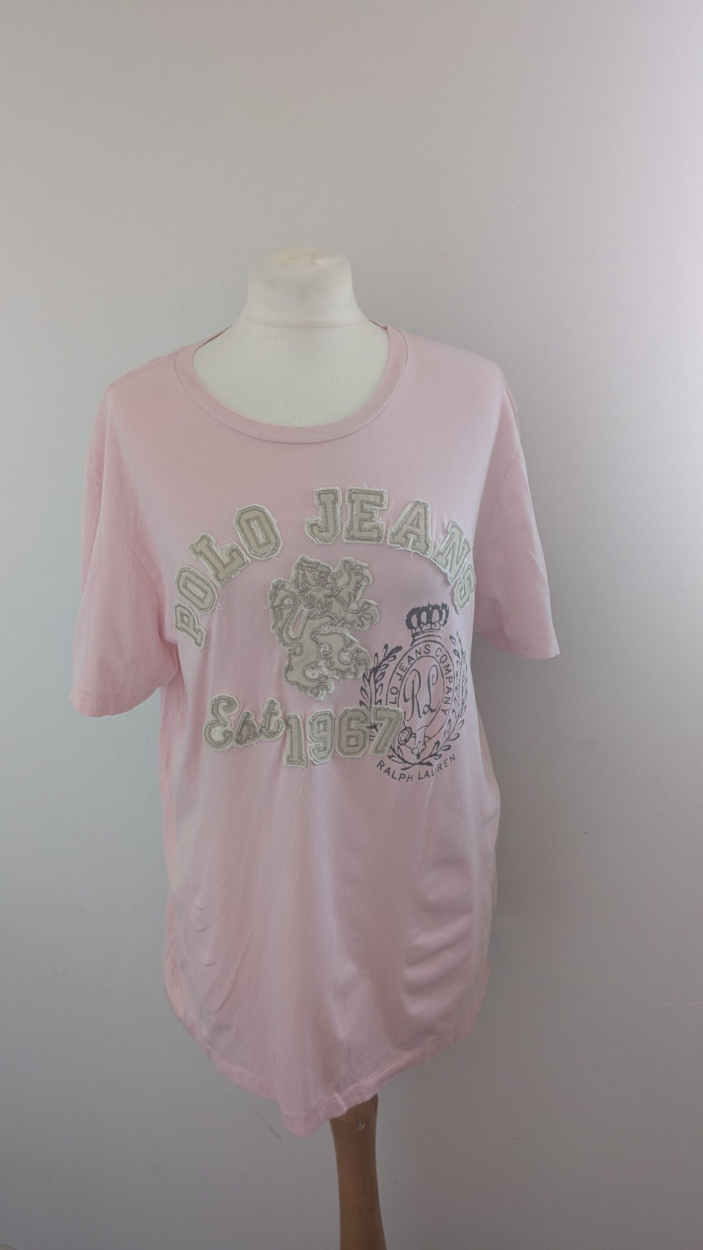 Ralph Lauren Pink Polo Jeans Cotton T-Shirt Large Casual