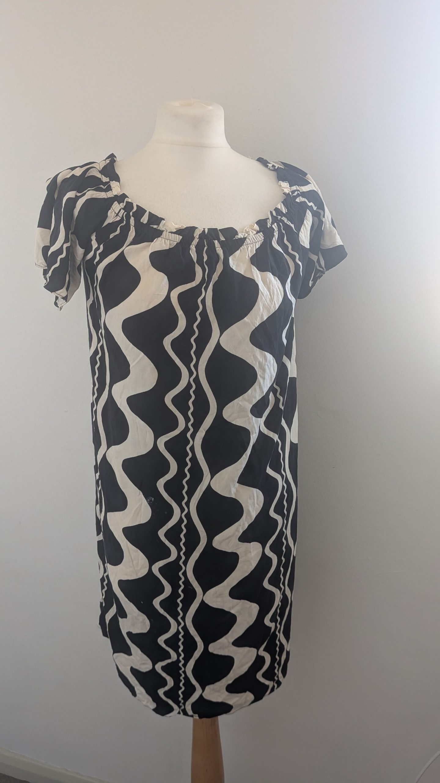 Papaya Black & White Patterned Dress UK 12 Viscose