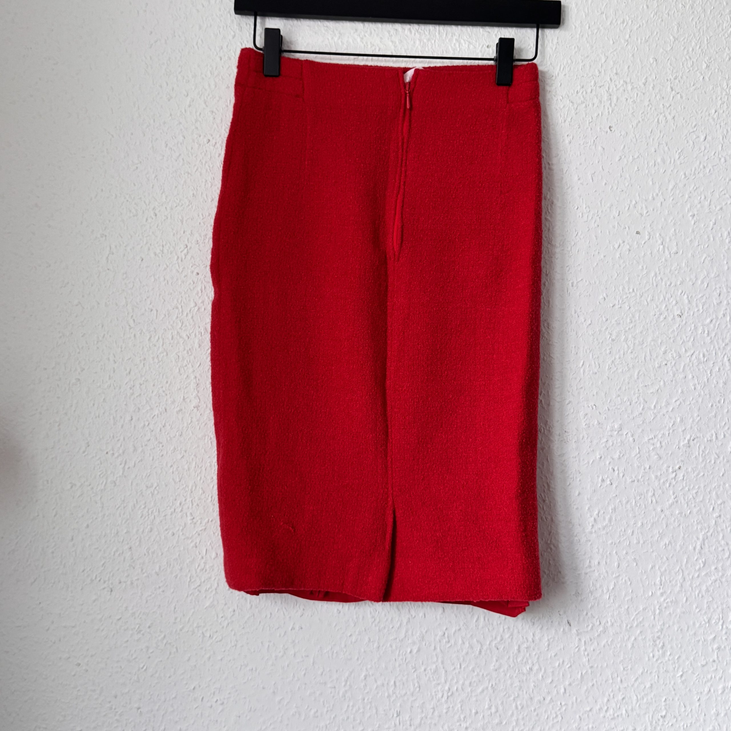 Hans Erras Red Wool Blend Pencil Skirt Lined Size 36 2624