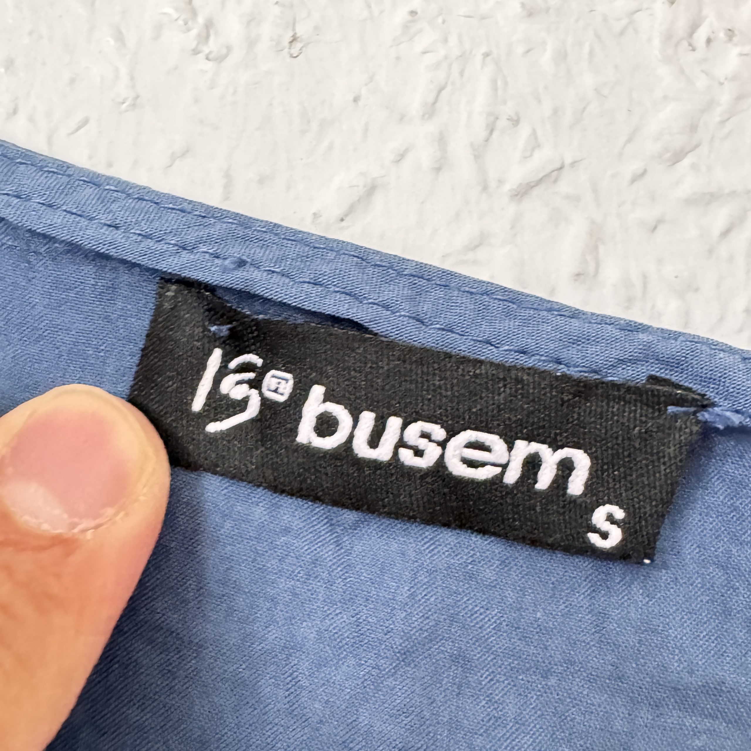 Busem Blue Ruffle Sleeve Top Small Elastic Hem 2625 image 3