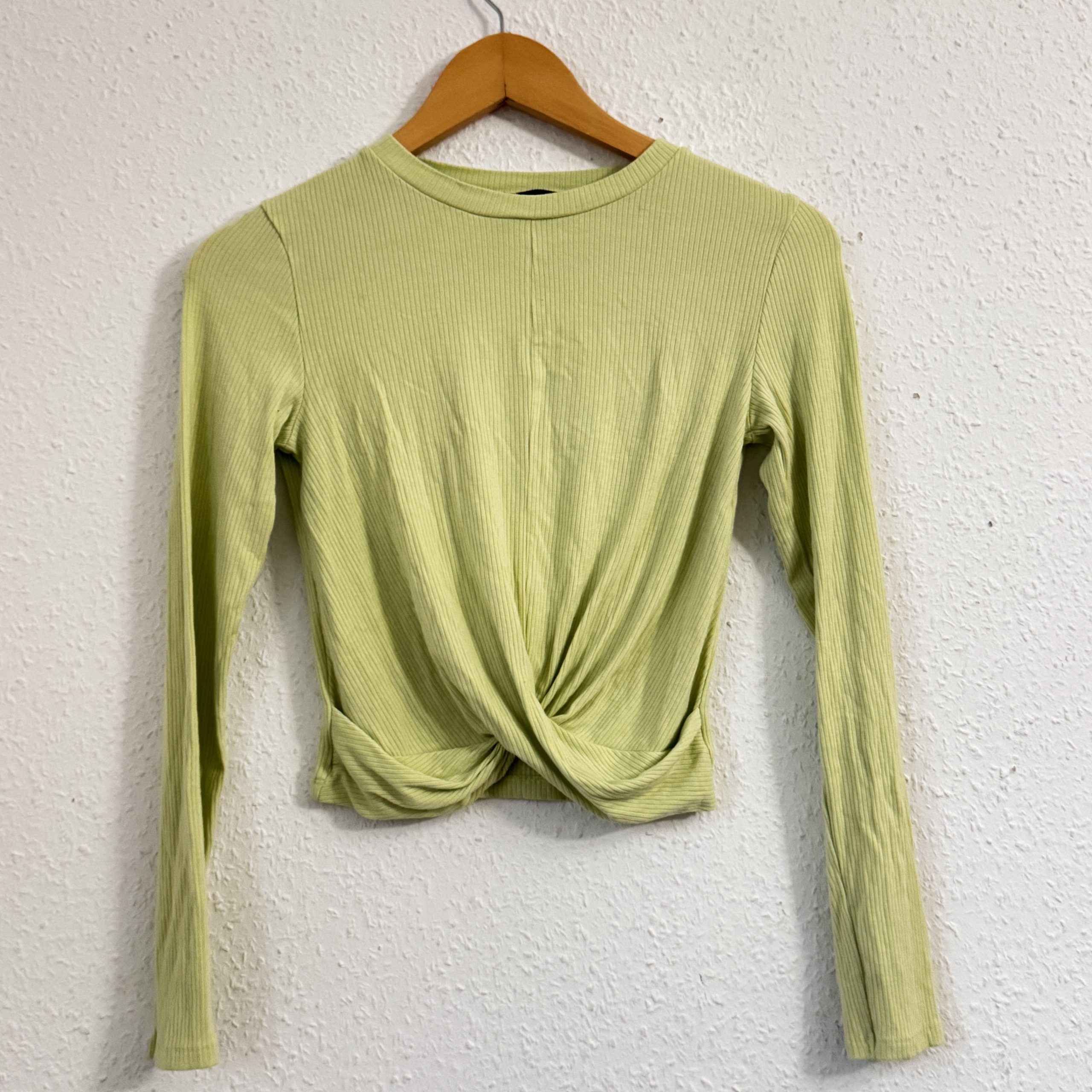 Tally Weijl Light Green Ribbed Twist Front Top M 2638