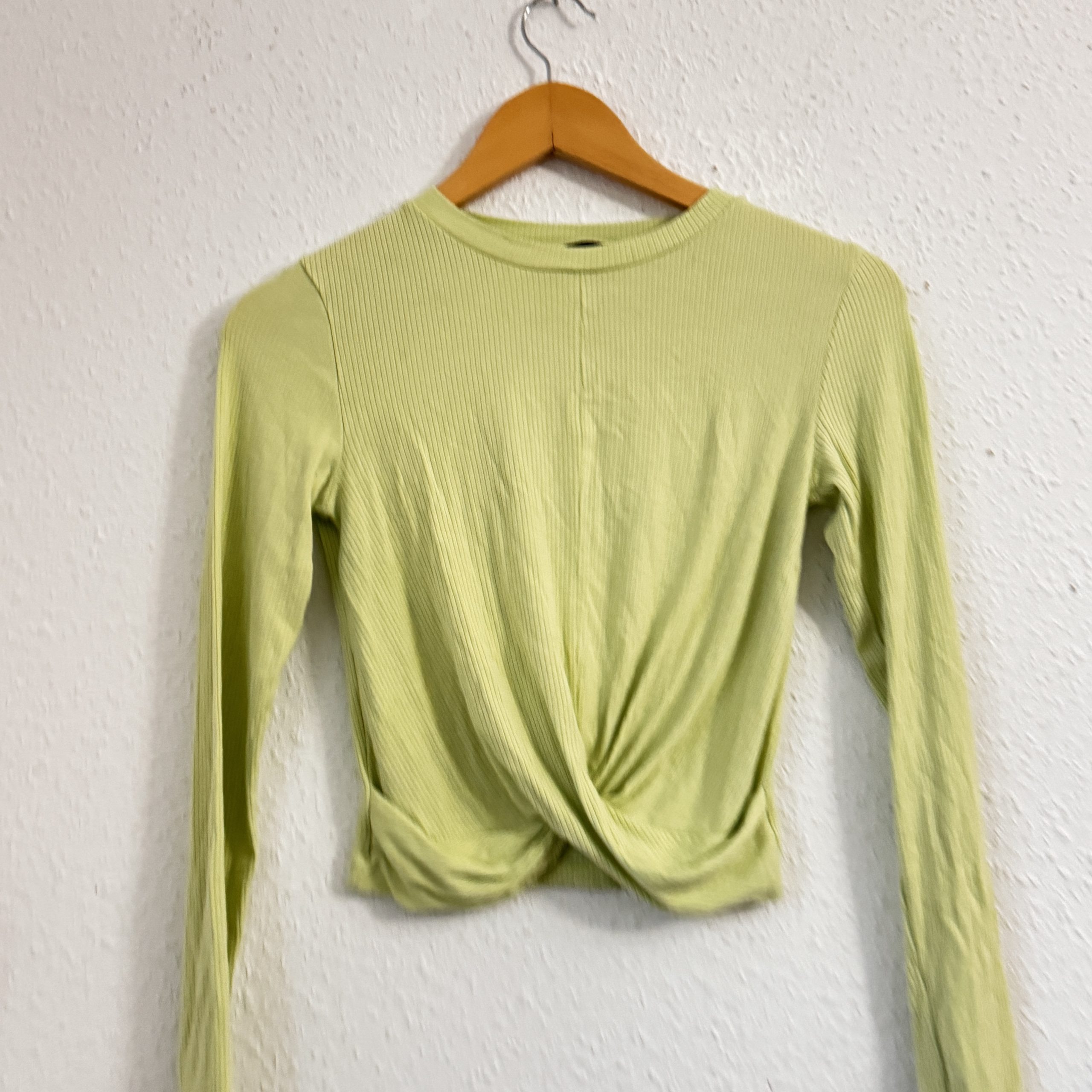 Tally Weijl Light Green Ribbed Twist Front Top M 2638 image 2