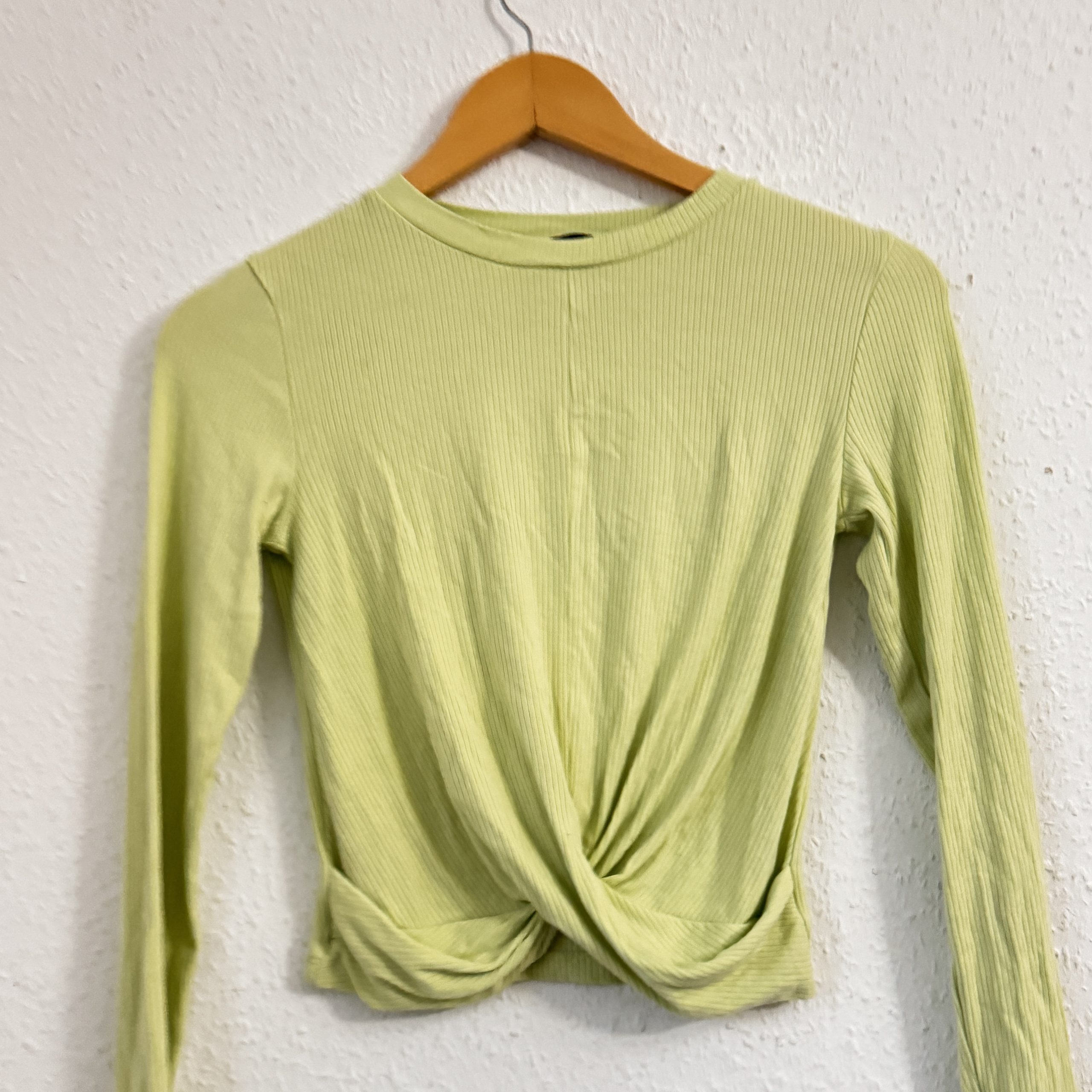 Tally Weijl Light Green Ribbed Twist Front Top M 2638 image 3