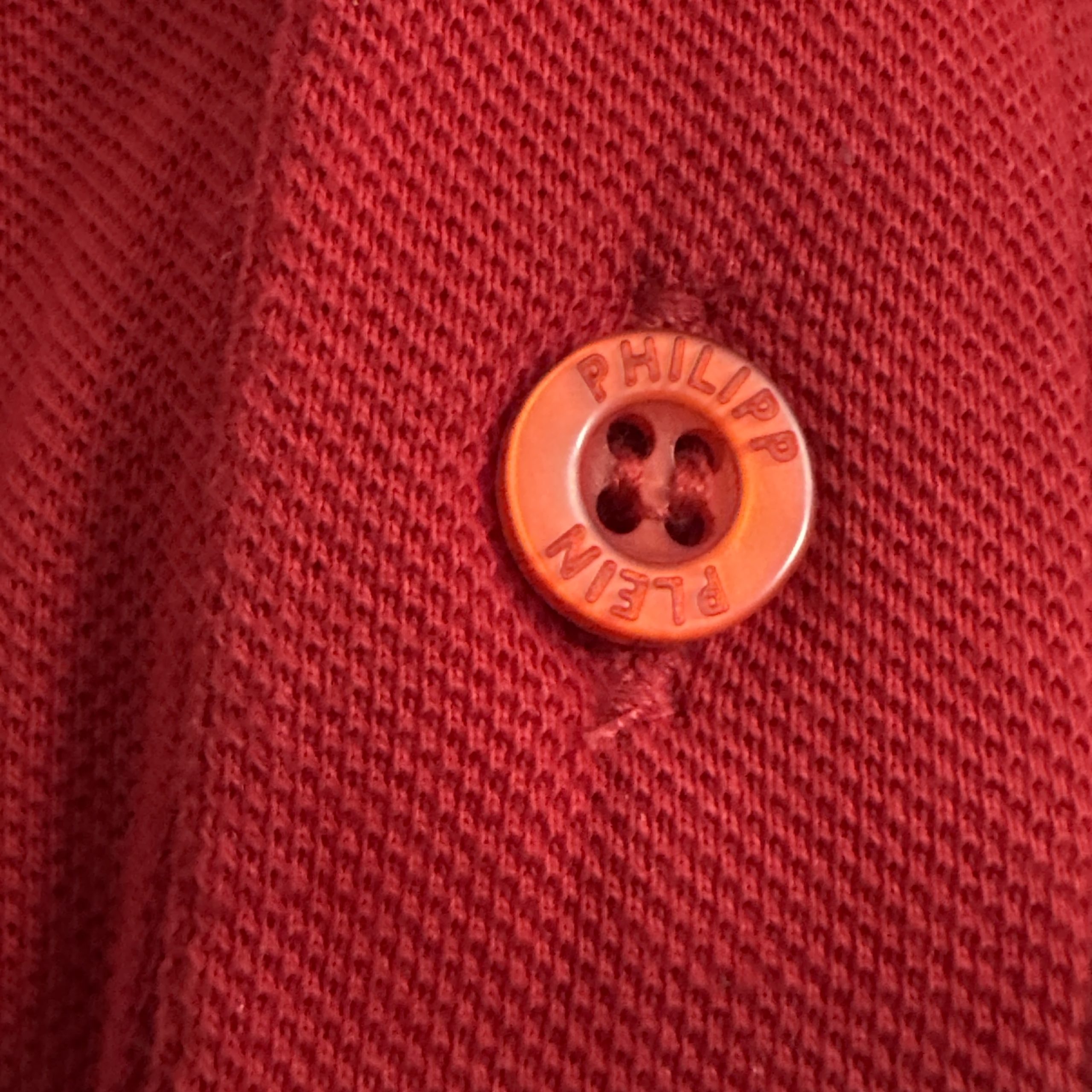 Philipp Plein Red Polo Shirt XL Hex Logo 1978 Cuffs 2643 image 5