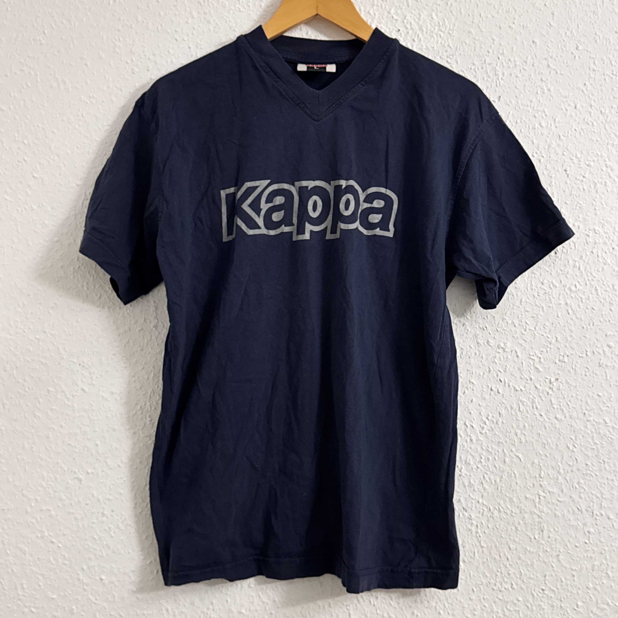 Kappa Navy Blue V-Neck Logo T-Shirt M 2650