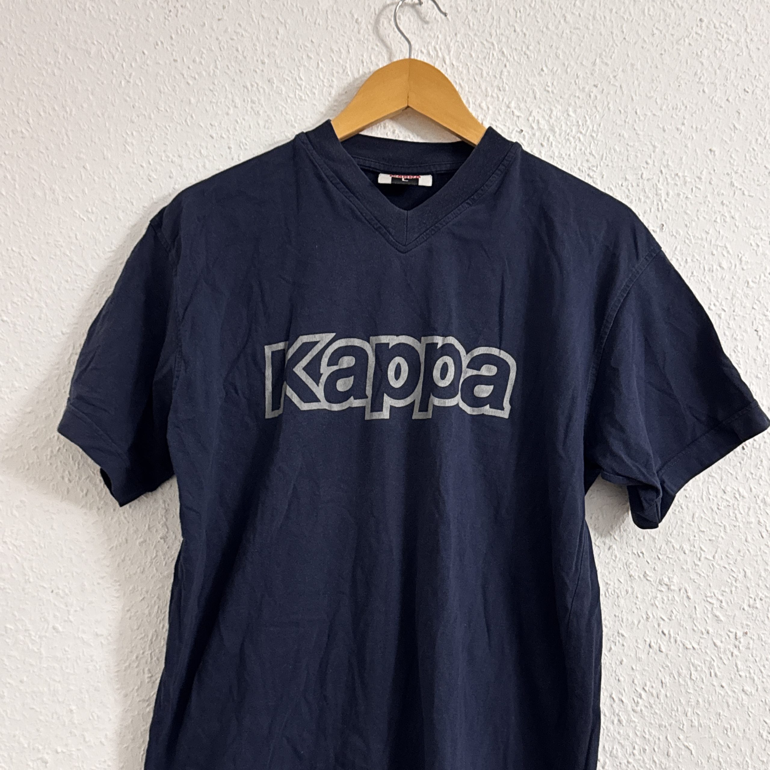 Kappa Navy Blue V-Neck Logo T-Shirt M 2650 image 2