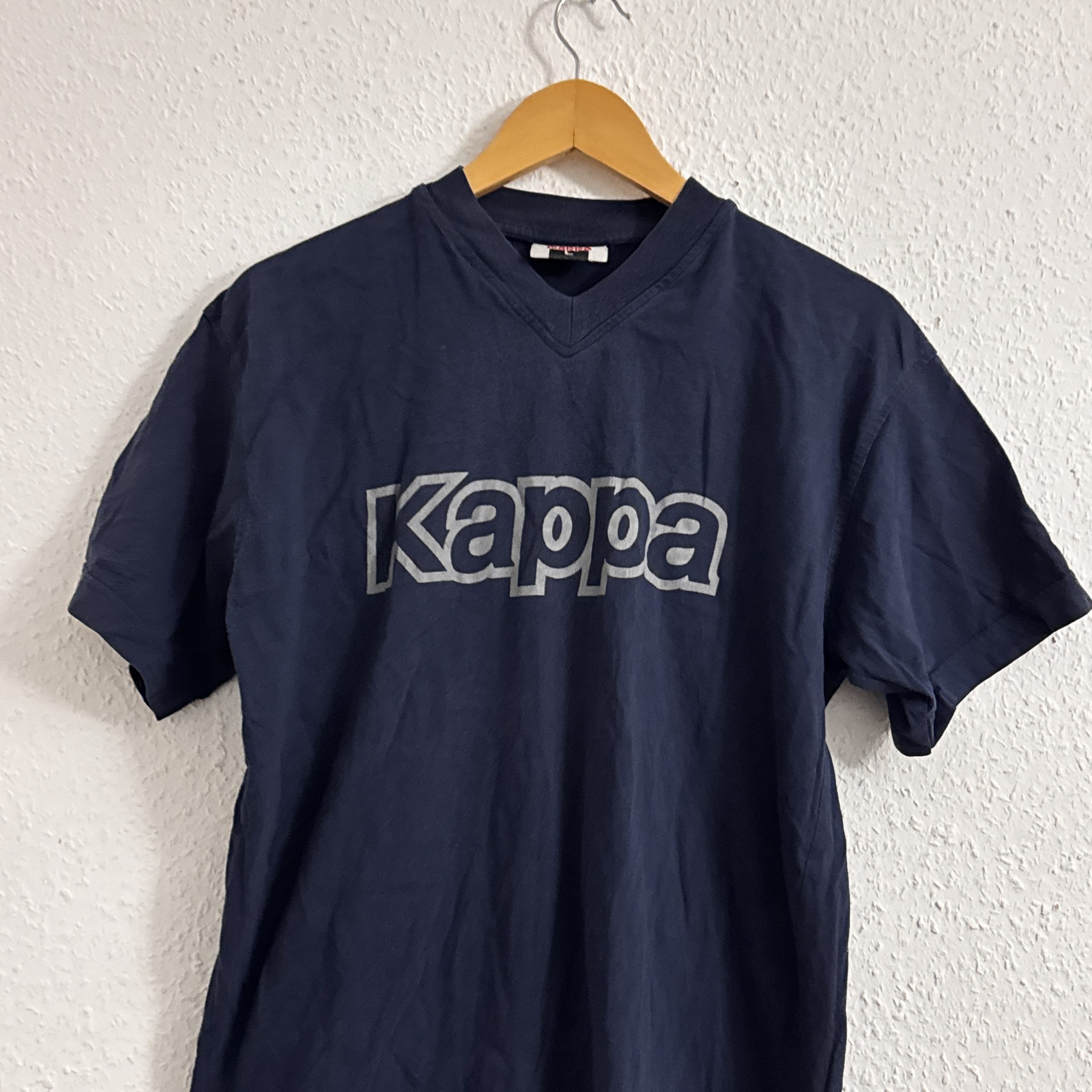 Kappa Navy Blue V-Neck Logo T-Shirt M 2650 image 3