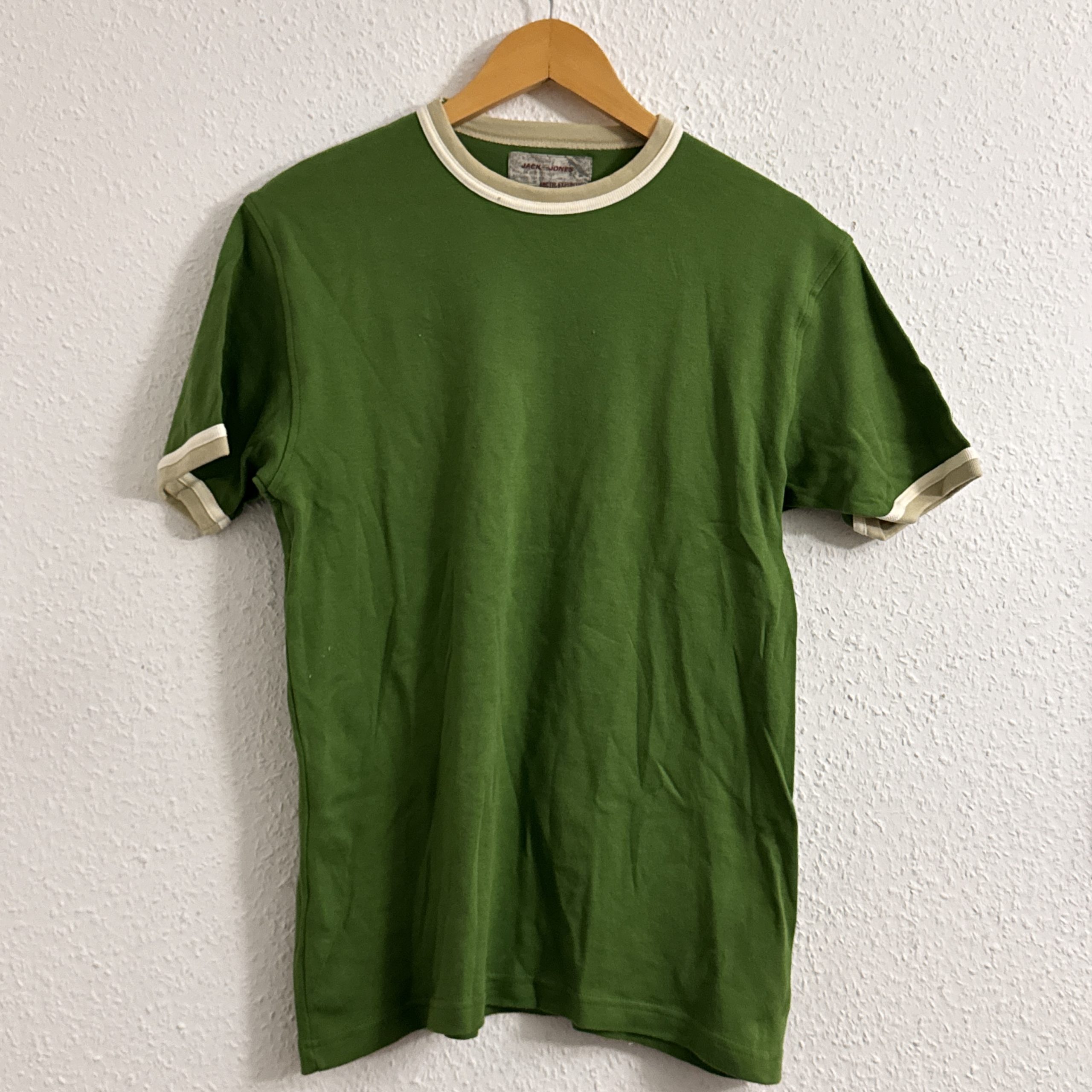 Jack & Jones Green & White Crew Neck T-Shirt Large Cotton 2652
