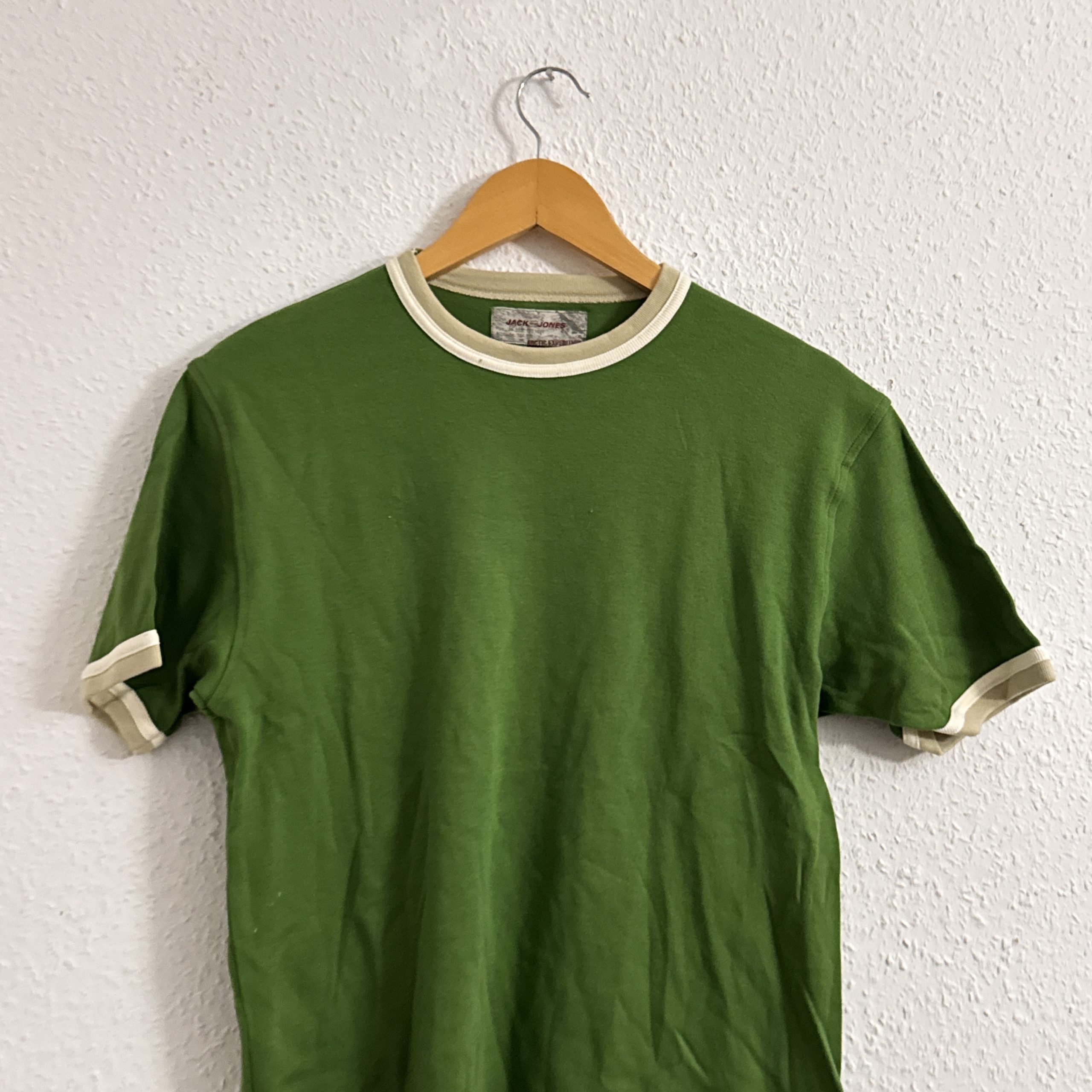 Jack & Jones Green & White Crew Neck T-Shirt Large Cotton 2652 image 3