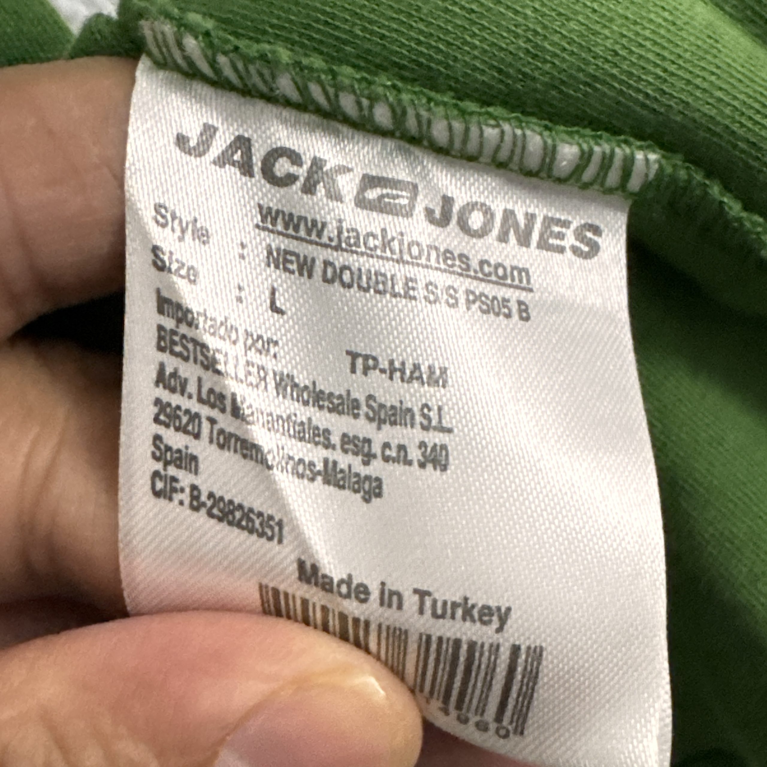 Jack & Jones Green & White Crew Neck T-Shirt Large Cotton 2652 image 6