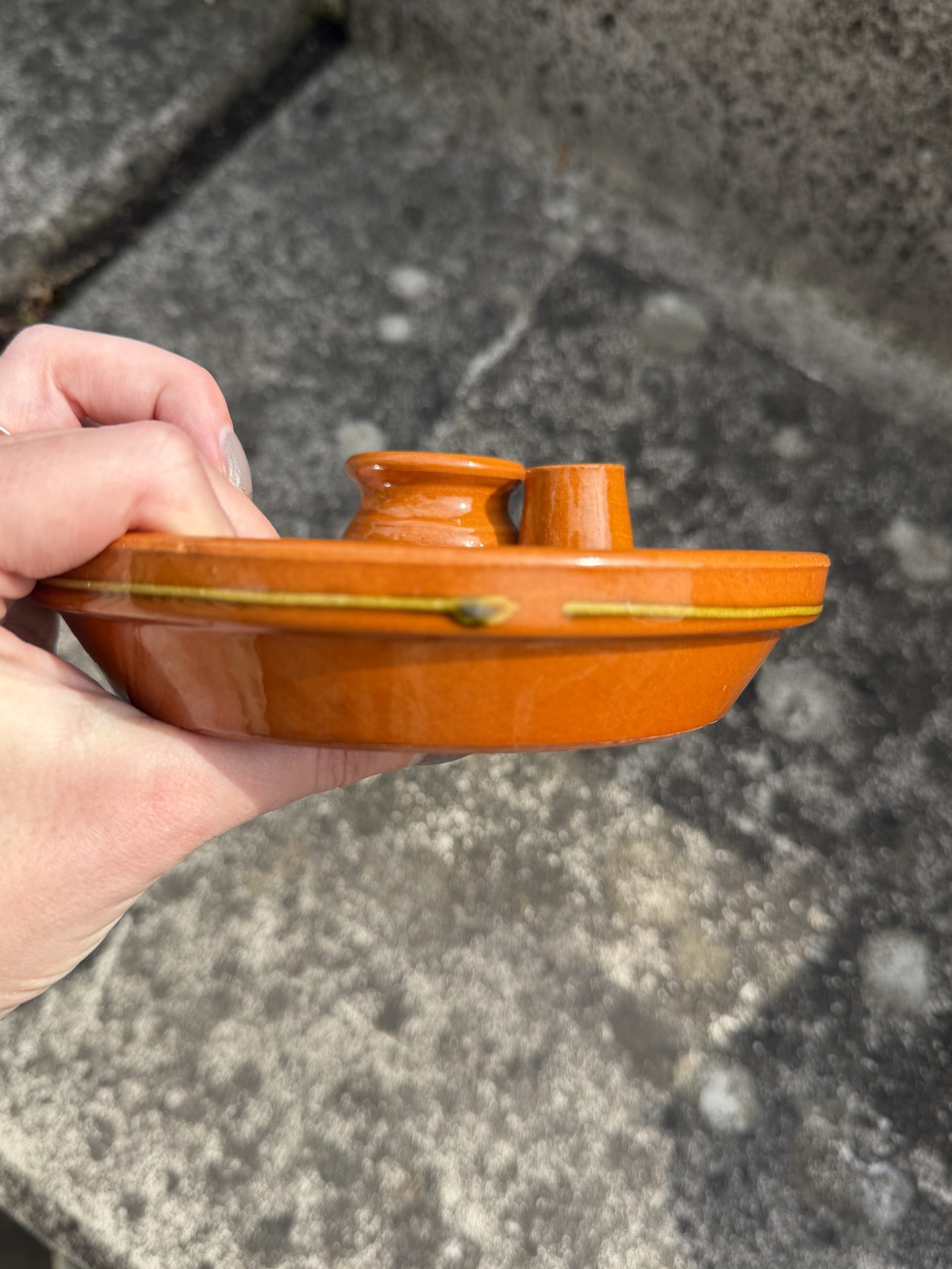 Mediterranean Brown Ceramic Olive Dish with Two Small Containers image 8