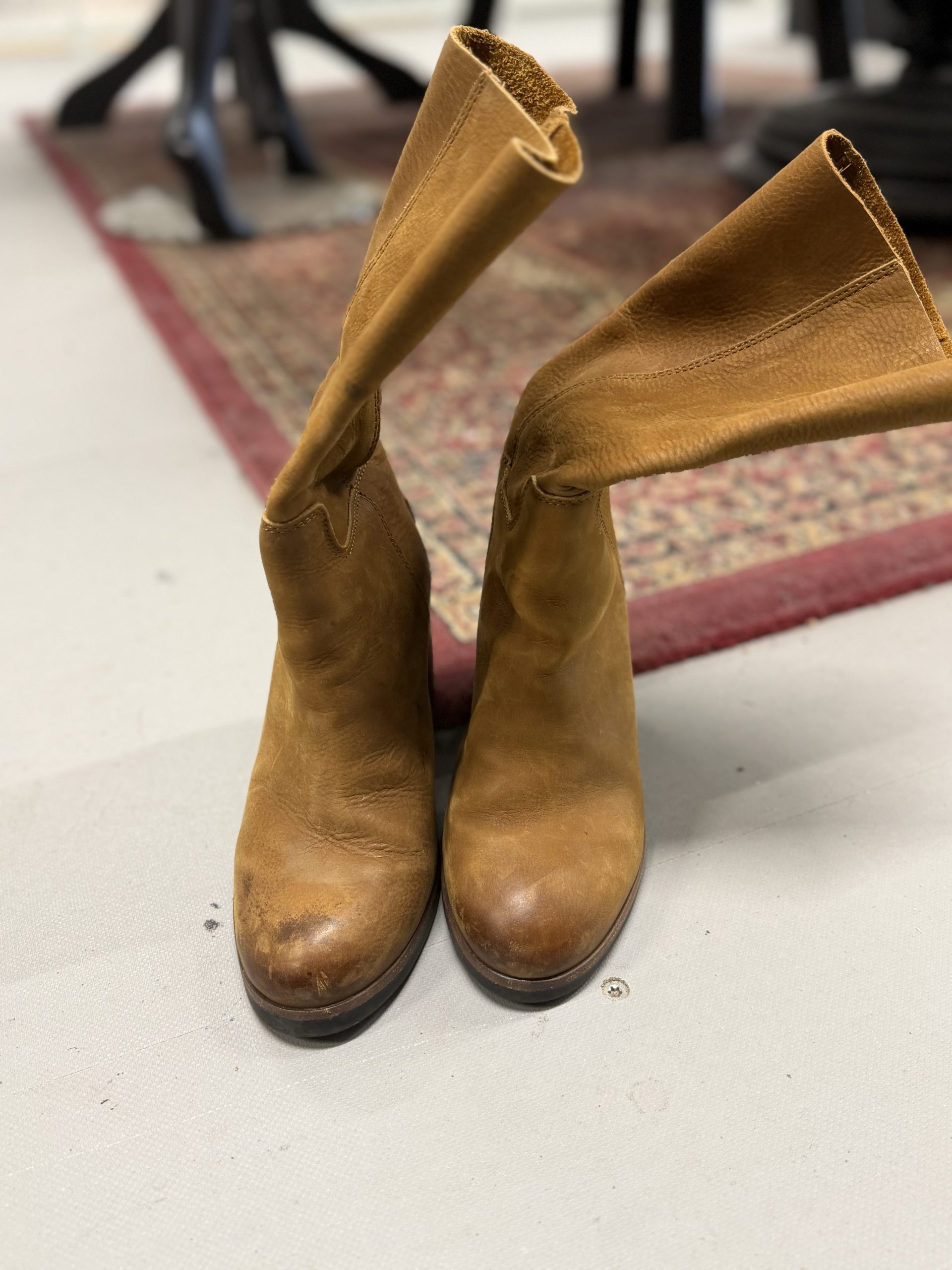 Shabbies Boho Tan Leather Mid-Calf Boots Size 38 image 2