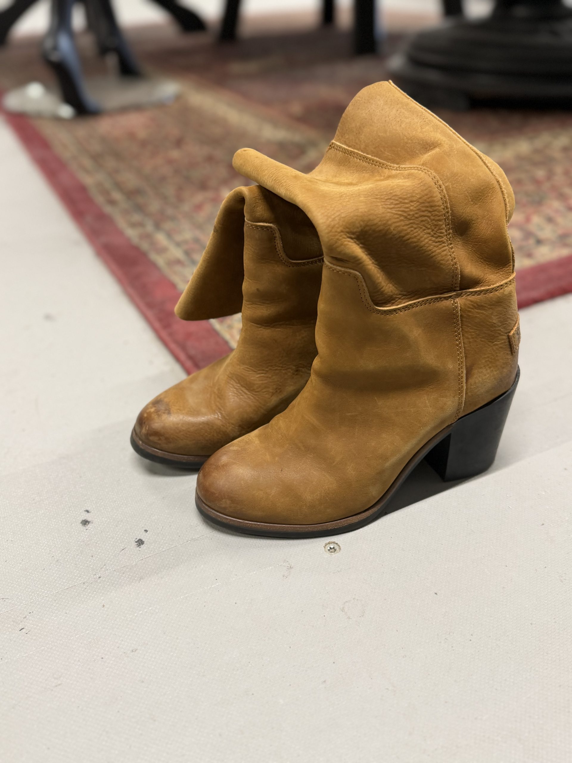 Shabbies Boho Tan Leather Mid-Calf Boots Size 38 image 3