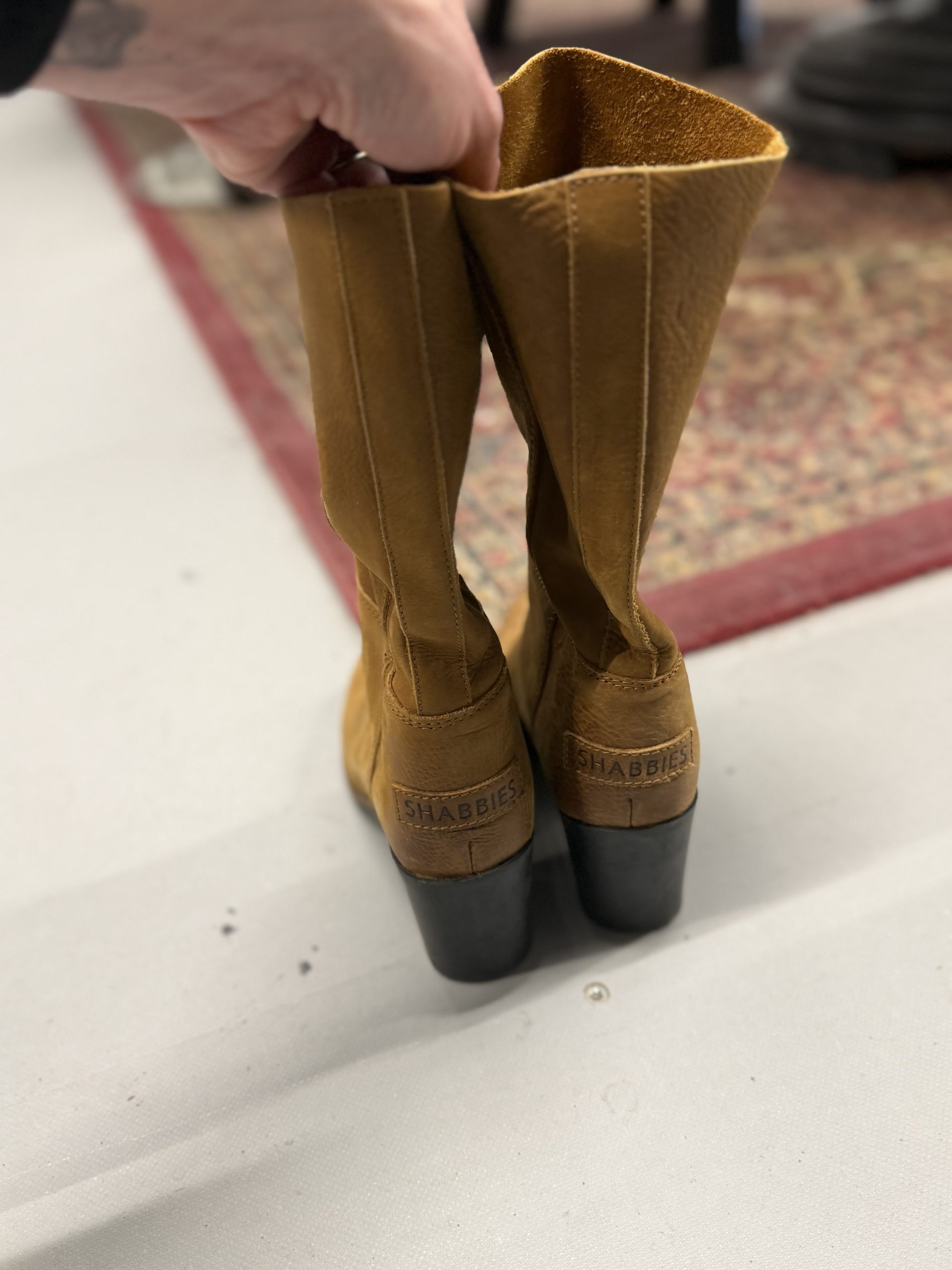 Shabbies Boho Tan Leather Mid-Calf Boots Size 38 image 4