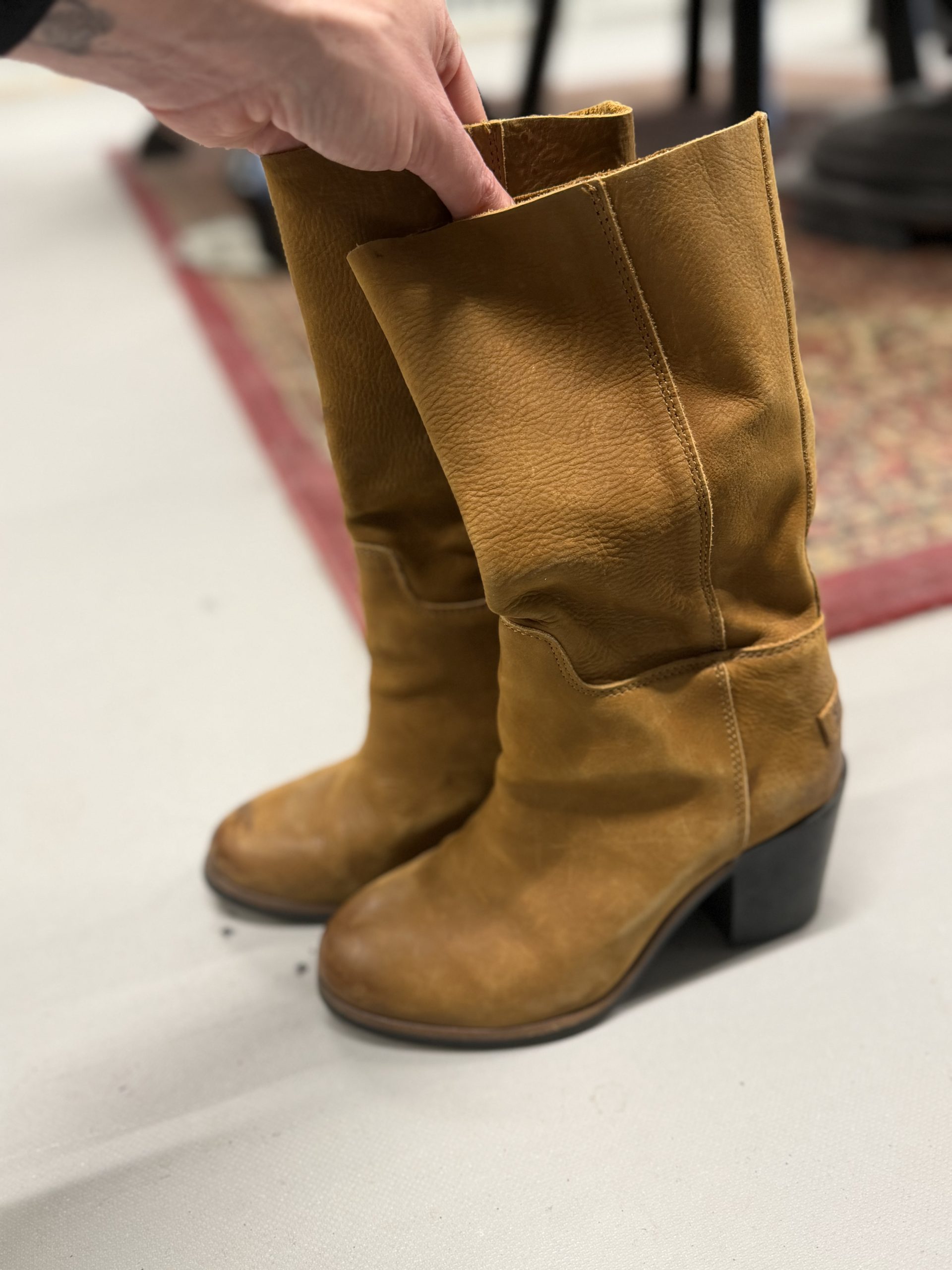 Shabbies Boho Tan Leather Mid-Calf Boots Size 38 image 5