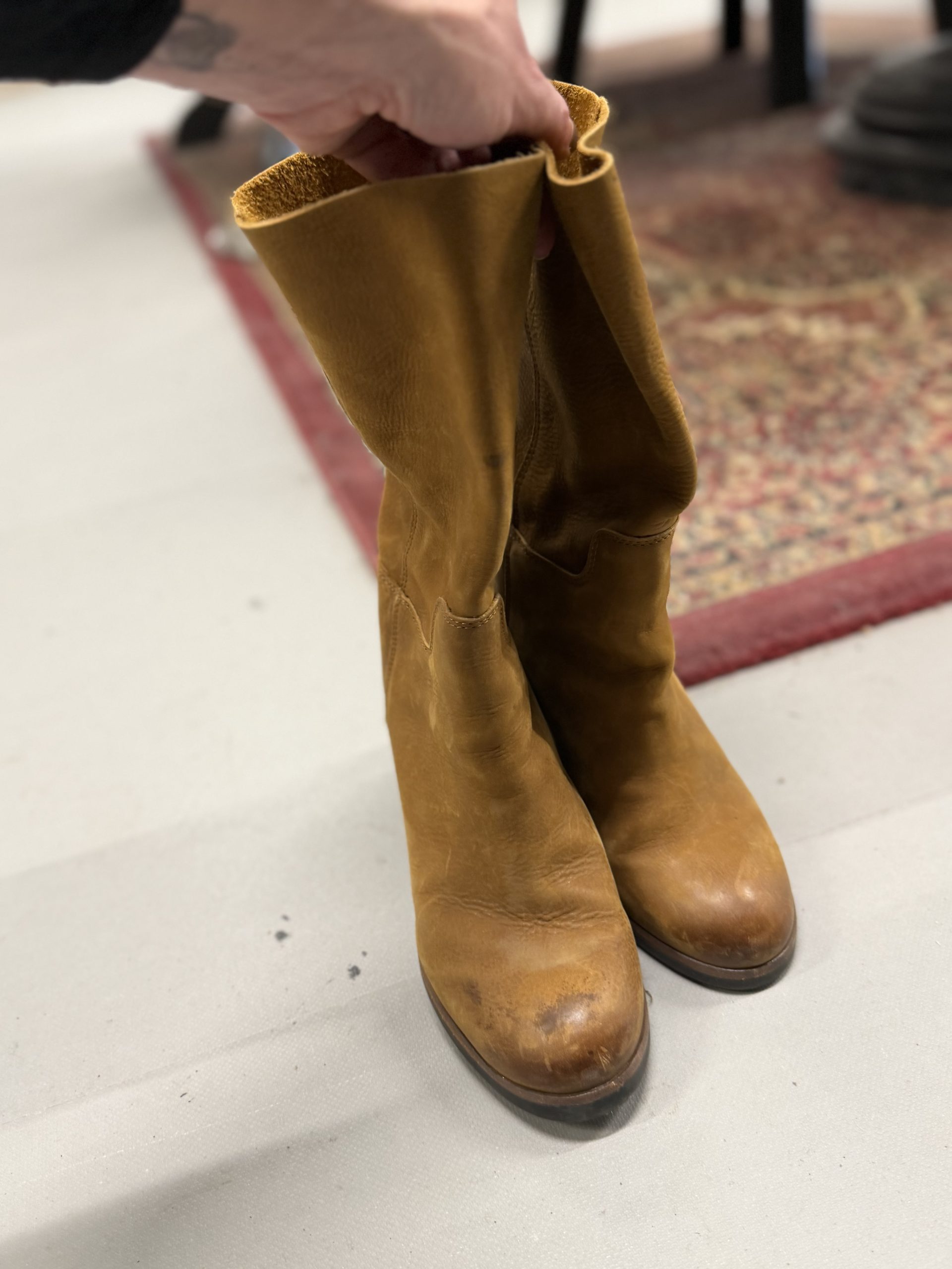 Shabbies Boho Tan Leather Mid-Calf Boots Size 38 image 6