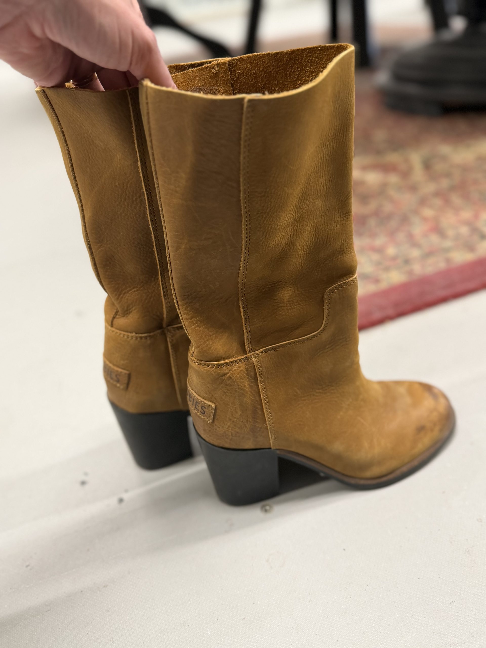 Shabbies Boho Tan Leather Mid-Calf Boots Size 38 image 7