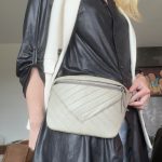 Light Grey Quilted Leather Belt Bag Waist Bag