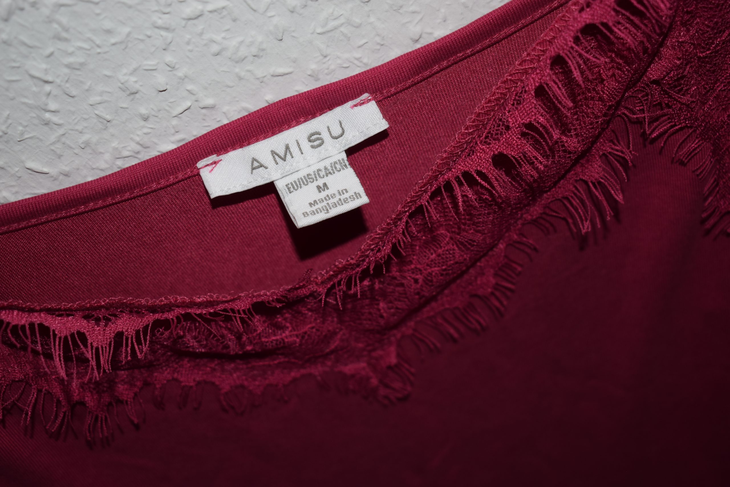 Amisu Burgundy Lace Trim Camisole Top Medium 1138 image 3