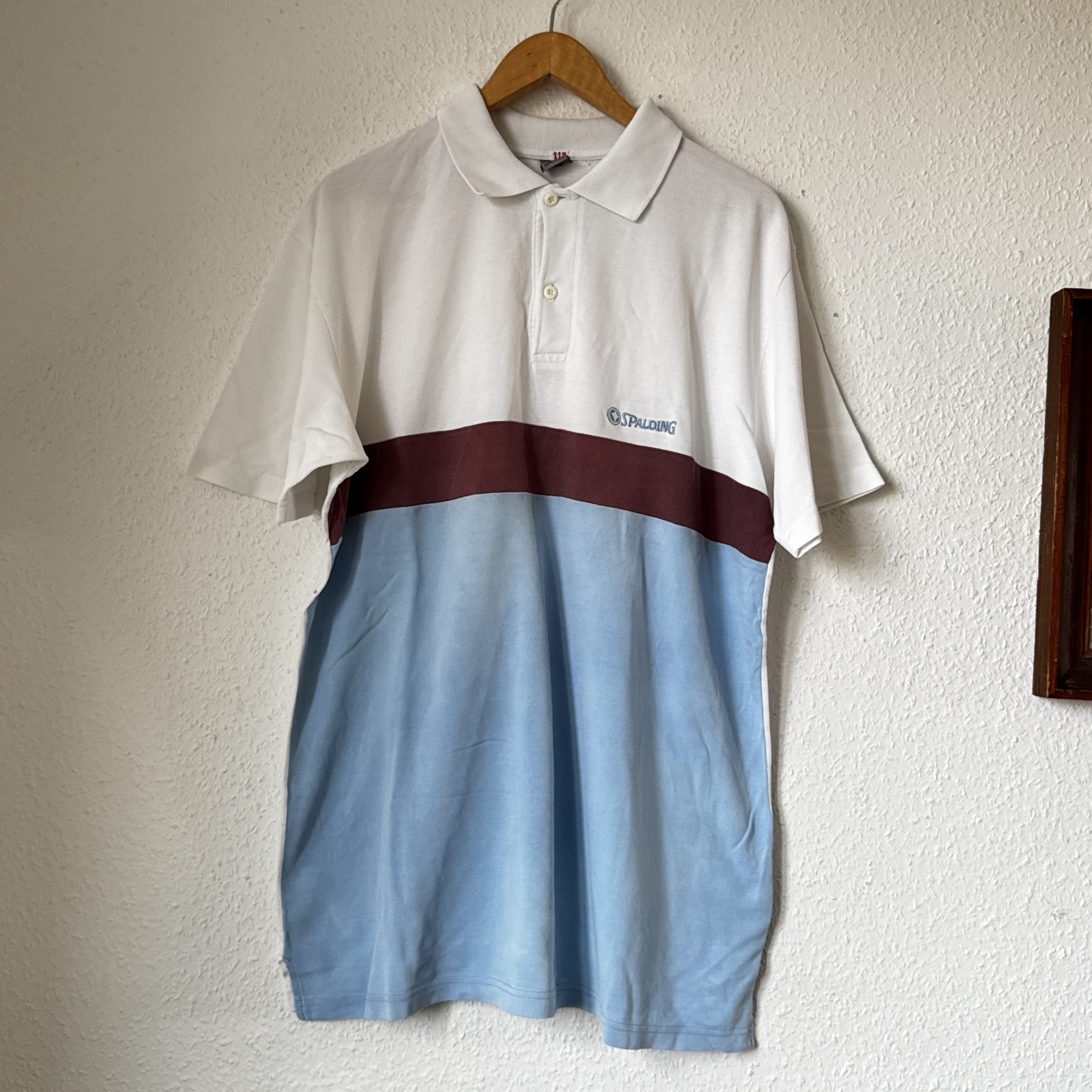 Spalding White, Burgundy & Light Blue Polo Shirt Size 118 Kids 1959