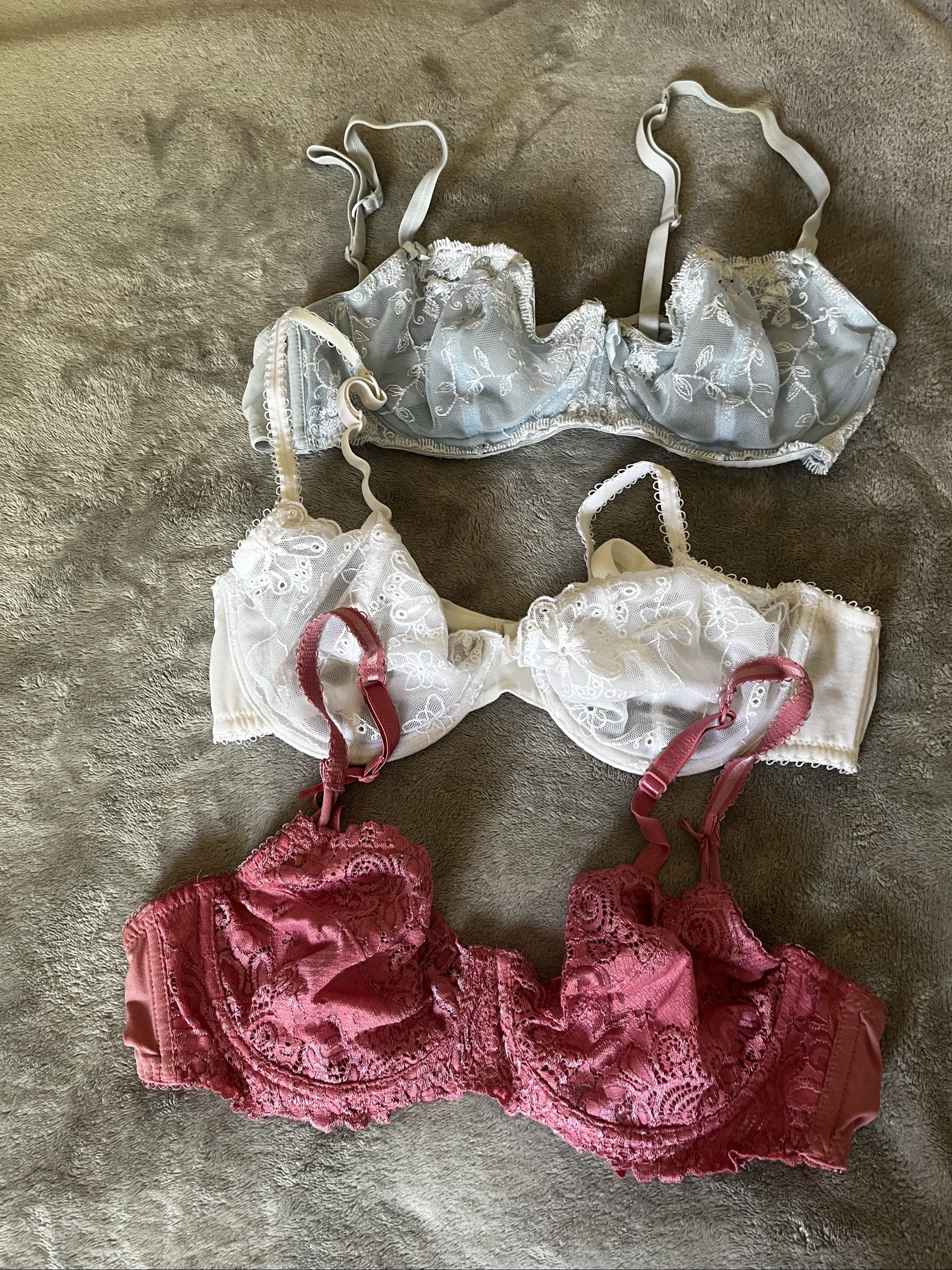 Collection White, Blue & Pink Lace Bra Set 36B