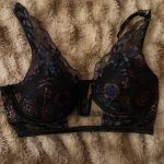 Prelude Black Floral Lace Underwire Bra Size L Sheer Mesh