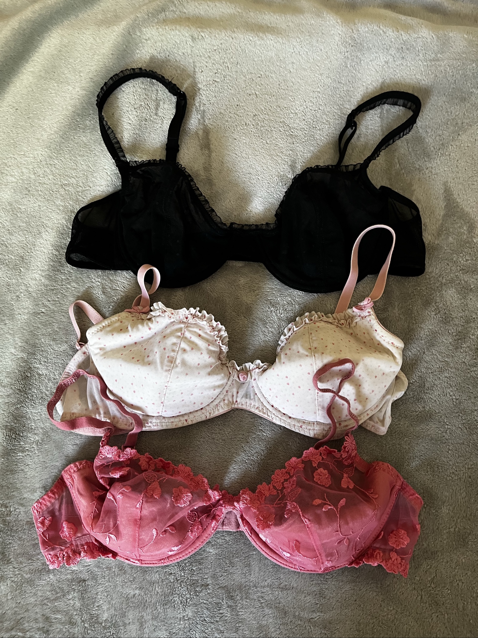 Florence + Fred Pink Lace & Polka Dot 36B Floral Embroidered Bras