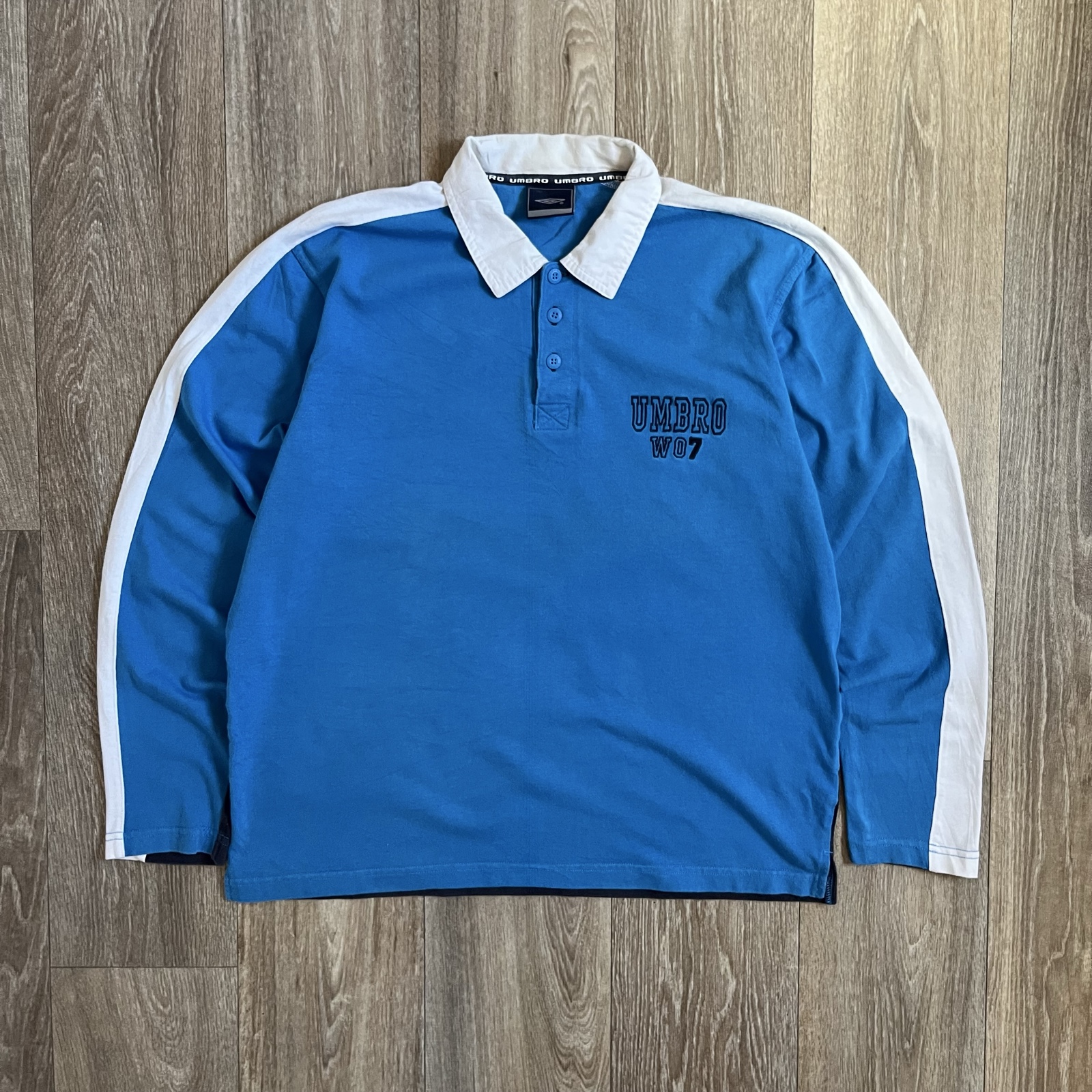 Vintage Umbro Blue Rugby Shirt Mens Large Britpop 90s Streetwear
