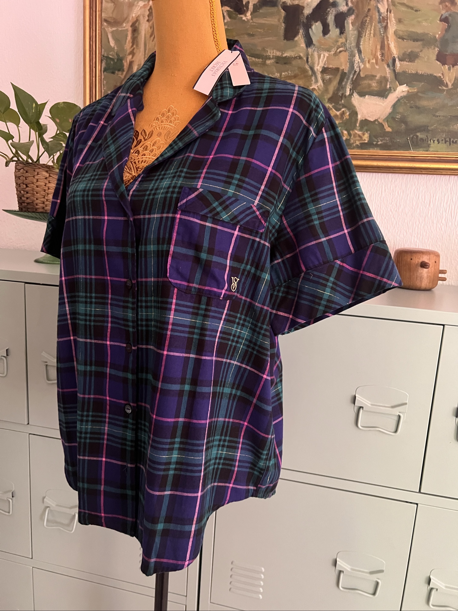 Victoria’s Secret Plaid Pajama Shirt Top NWT