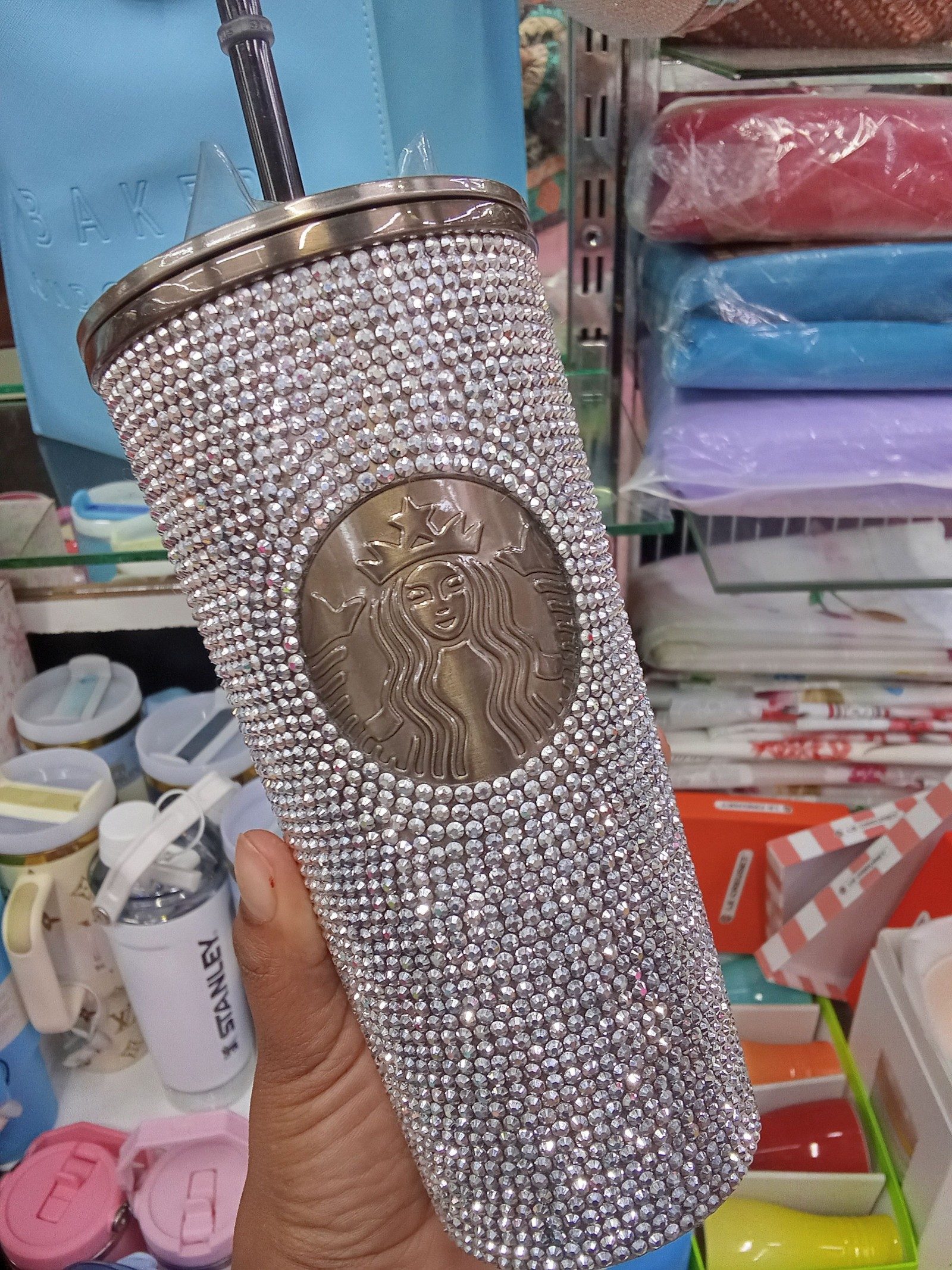 Starbucks Silver Crystal Tumbler with Straw