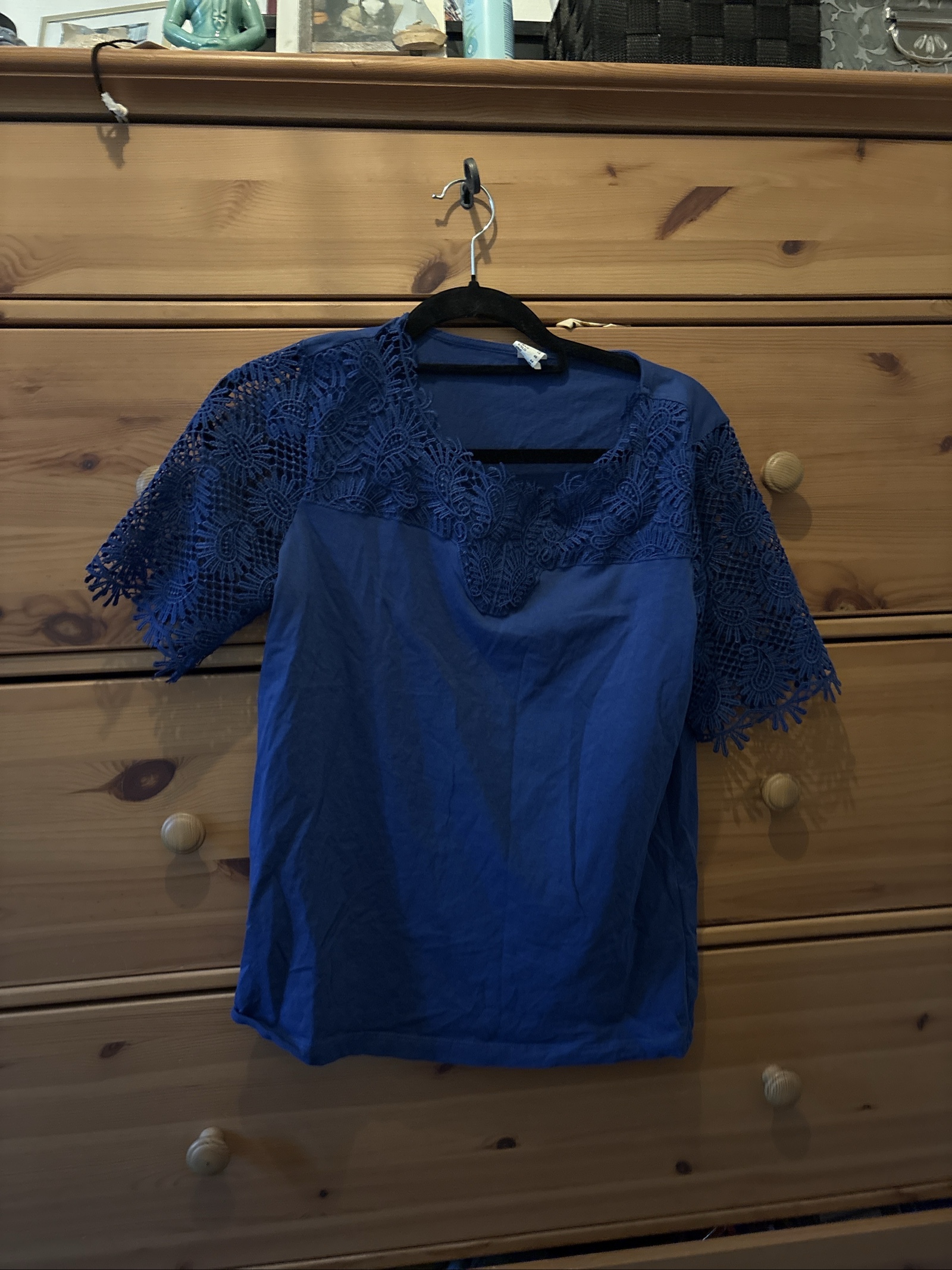 H&M Blue Lace Sleeve Casual Top Medium image 2