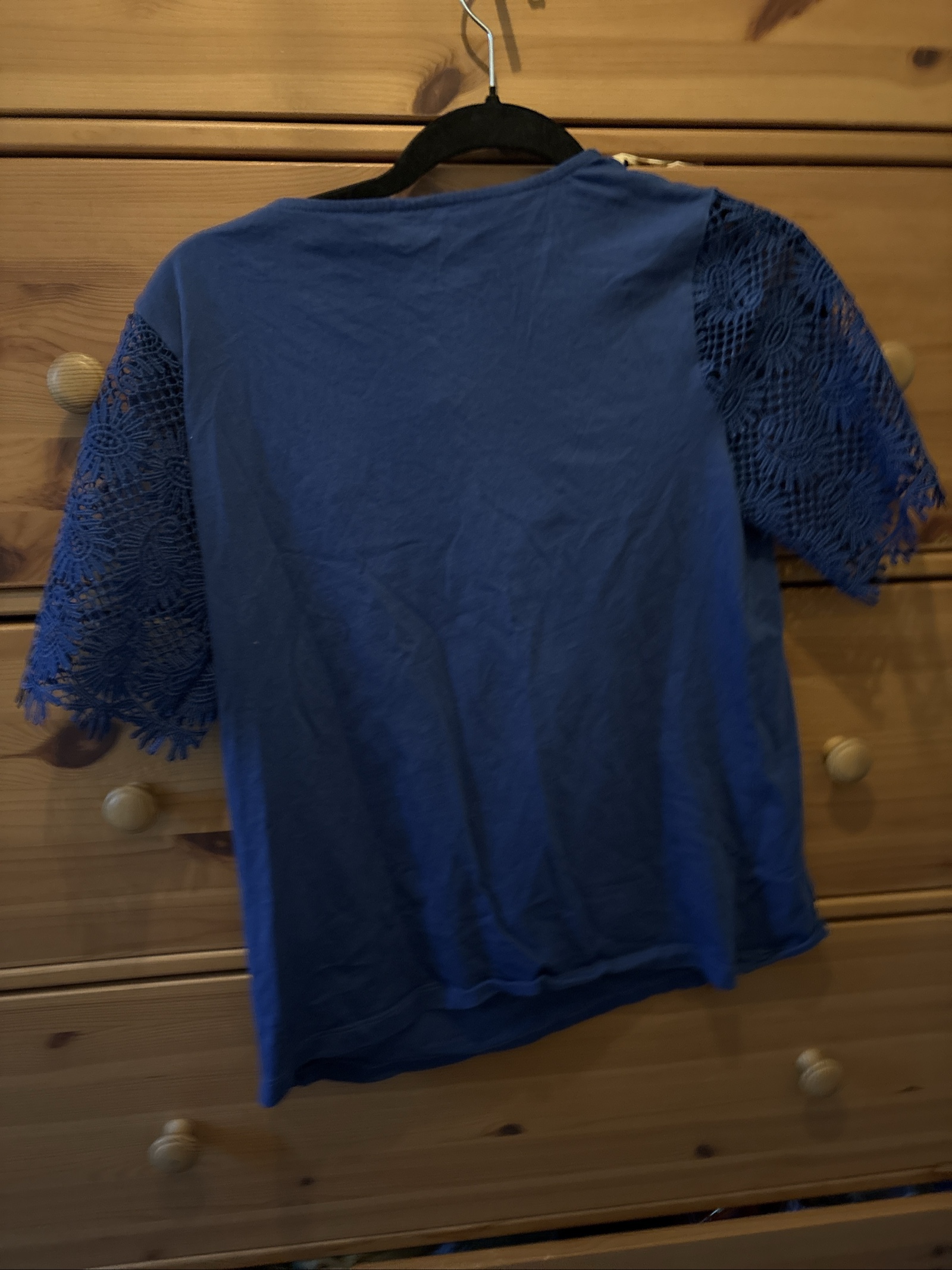 H&M Blue Lace Sleeve Casual Top Medium image 3