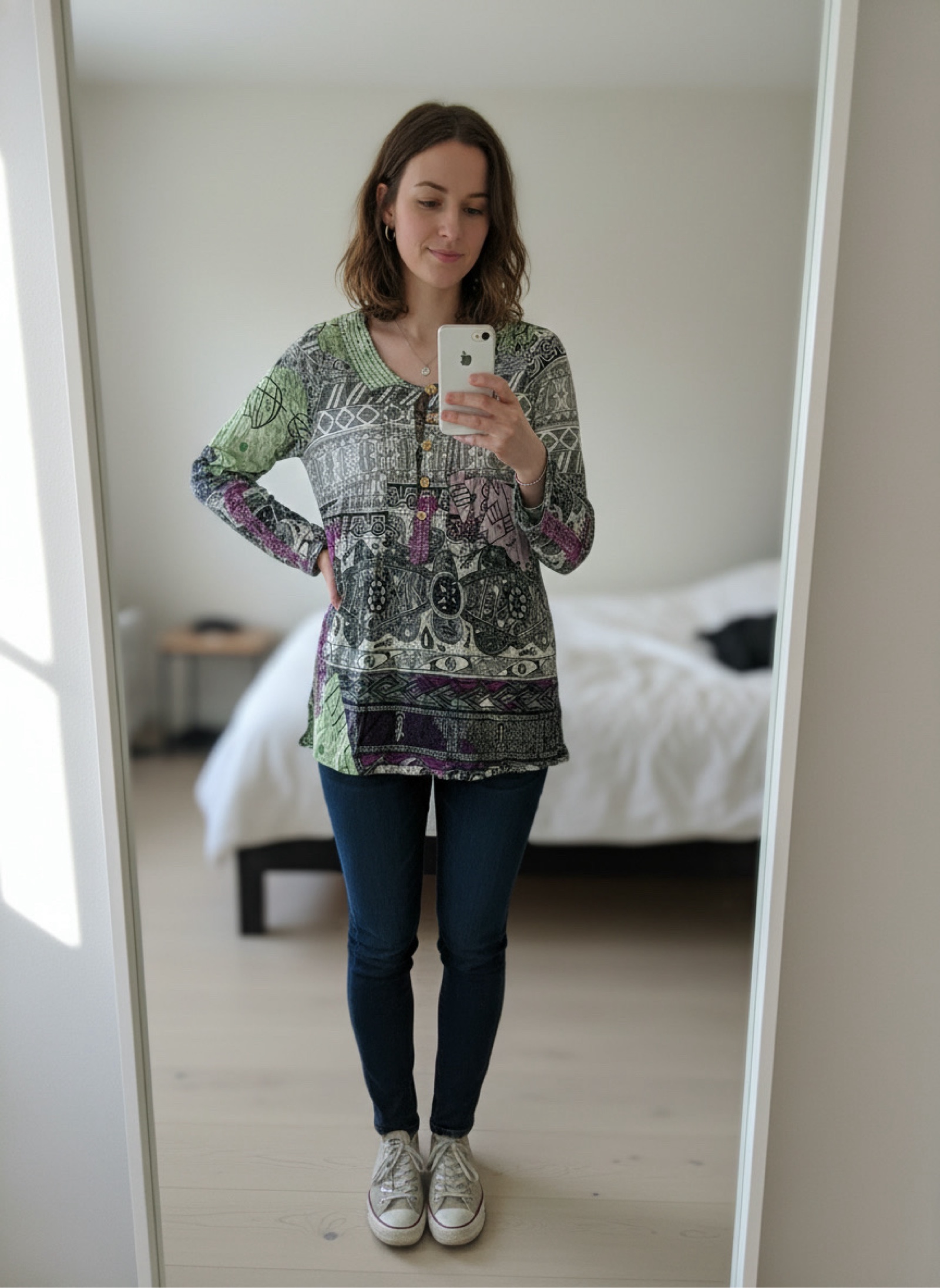 Unbranded Multi Colour Patterned Long Sleeve Top Small