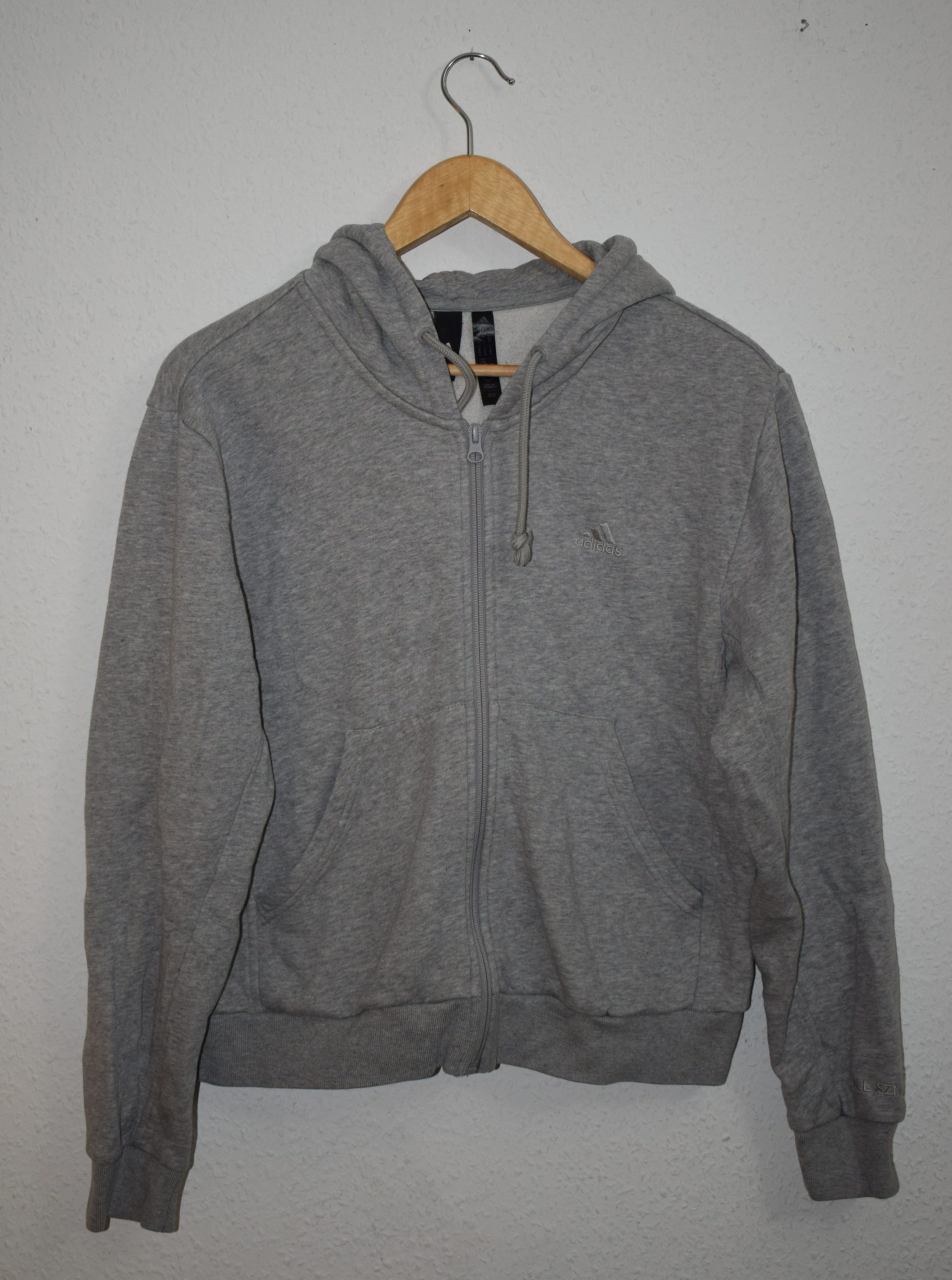 Adidas Grey Zip-Up Hoodie Small Soft Cotton Blend 1324