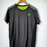 Adidas Grey & Black T-Shirt Medium Logo Sport 729
