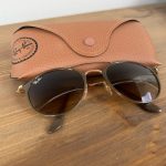 Retro Ray-Ban Brown & Gold Round Sunglasses with New Case - Model 3546