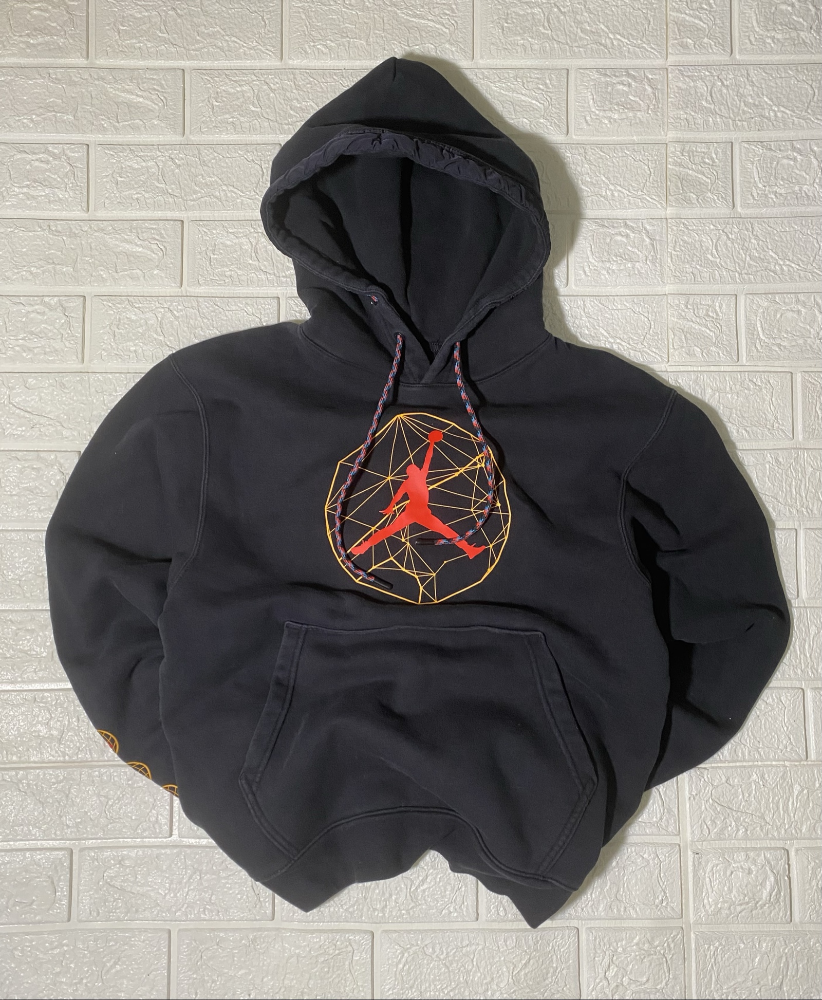 Felpa Jordan Black & Red Air Jumpman Hoodie Small Graphic Print