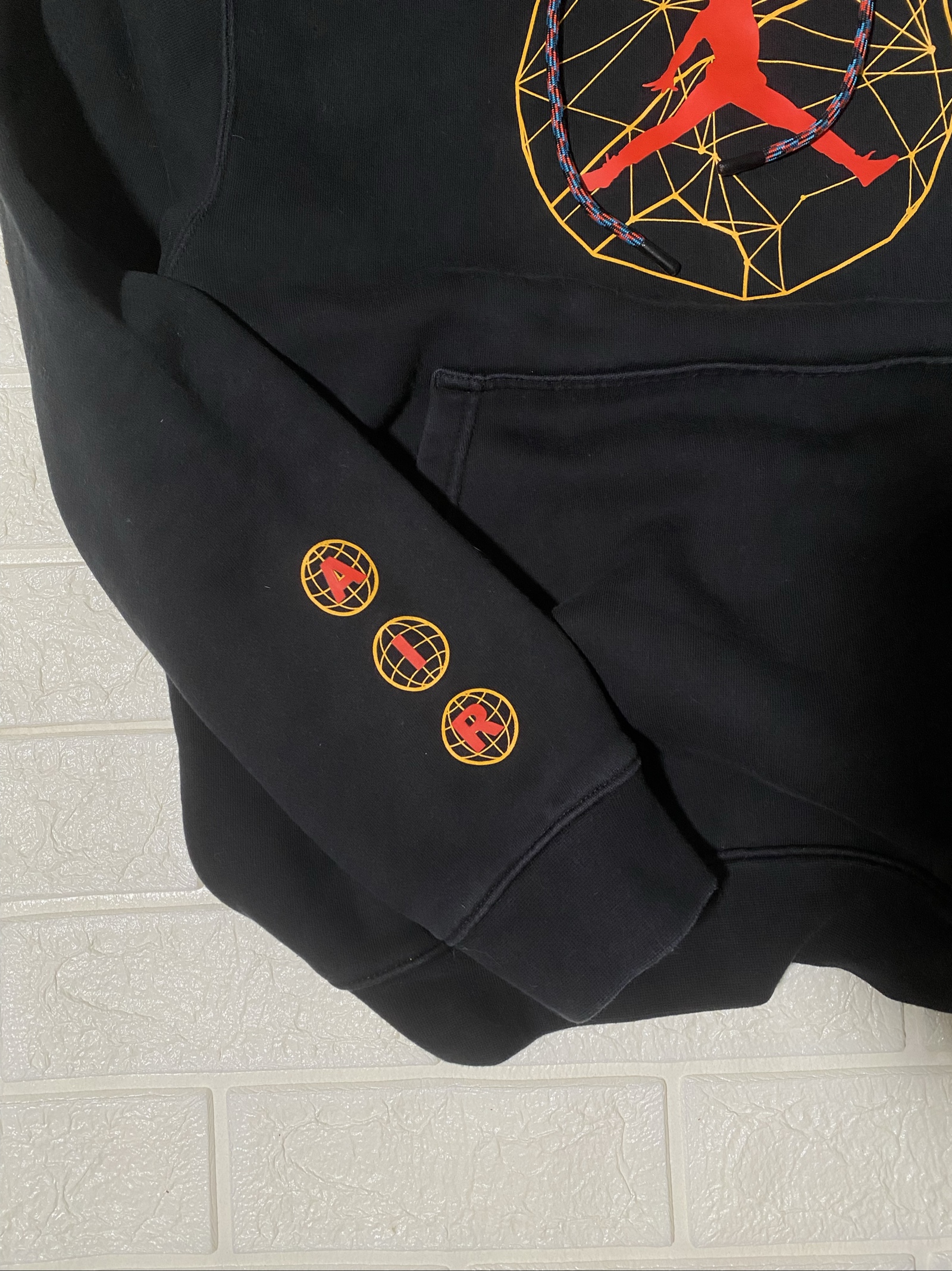 Felpa Jordan Black & Red Air Jumpman Hoodie Small Graphic Print image 5