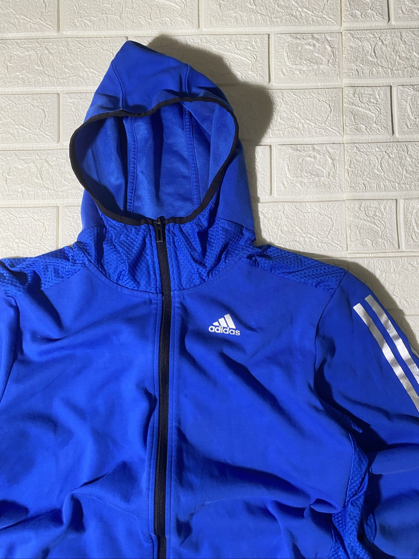 Felpa con zip Adidas Blue Hooded Jacket Large Lightweight Zippered image 2