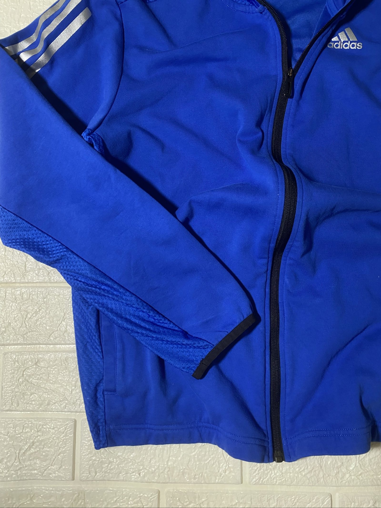 Felpa con zip Adidas Blue Hooded Jacket Large Lightweight Zippered image 5