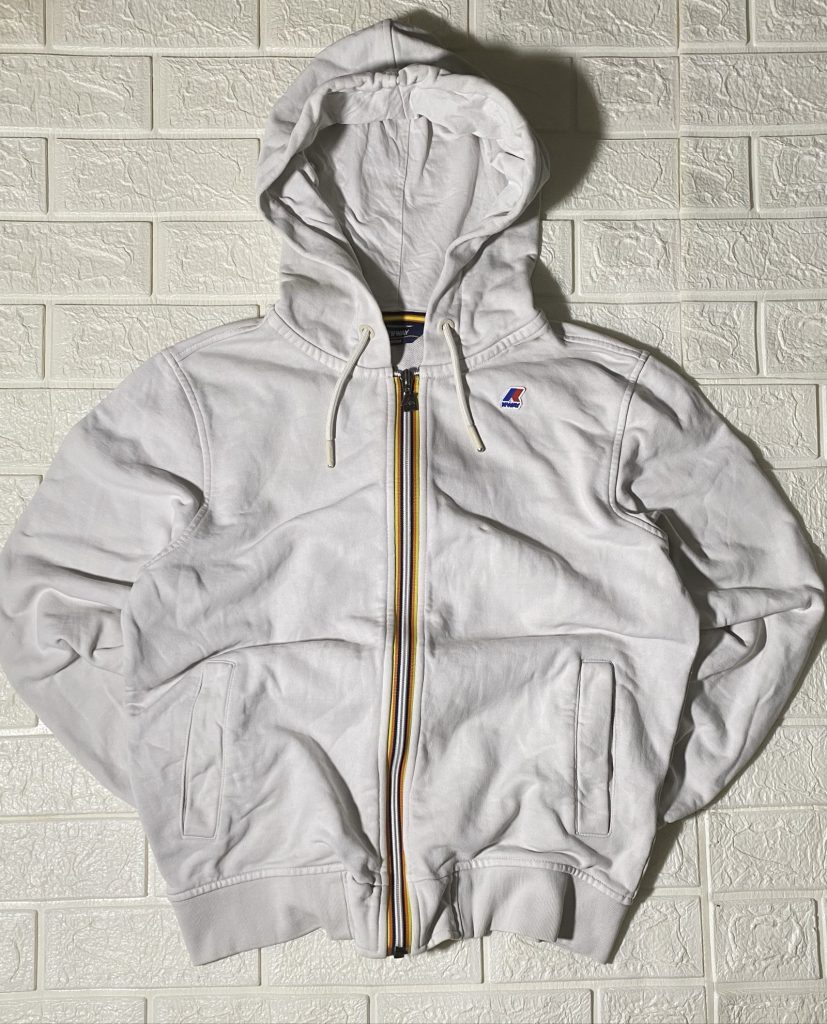 Felpa K-Way White Hoodie Medium Full Zip Cotton Blend